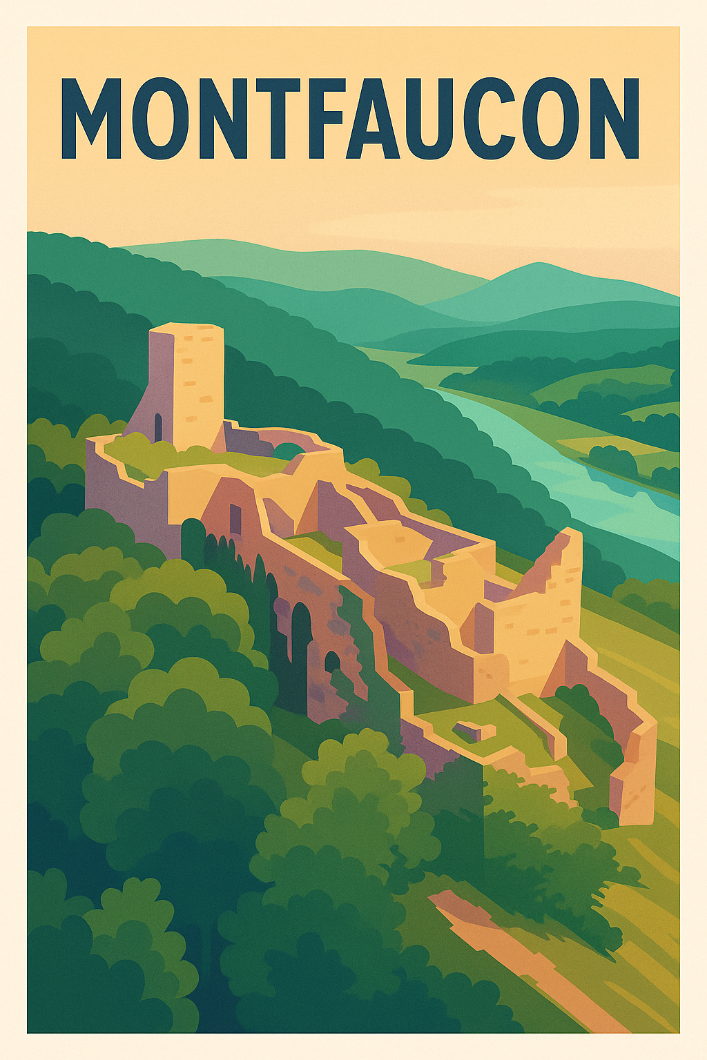 Affiche de Montfaucon - L'élégance intemporelle des ruines médiévales