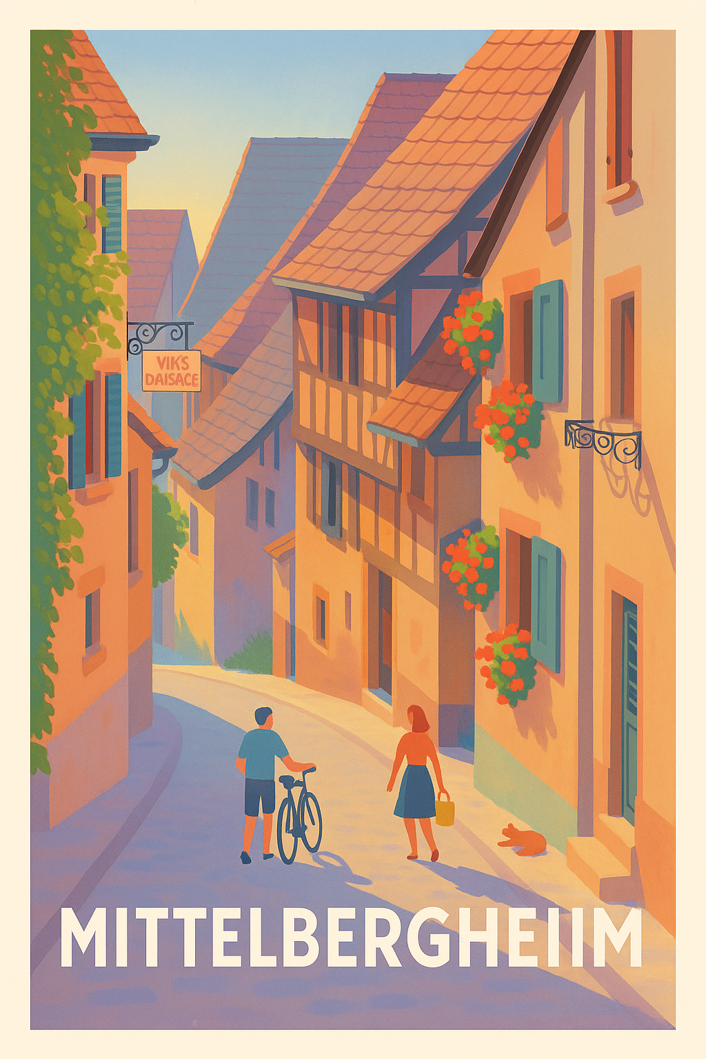 Affiche Mittelbergheim — Charme et douceur d'une ruelle pittoresque · poster d'art de Mittelbergheim