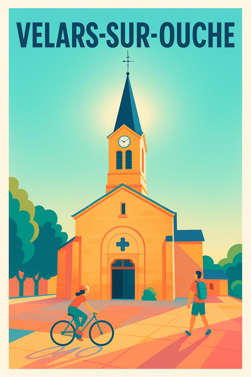 Affiche de Velars-sur-Ouche - L'église au cœur du village en lumière douce