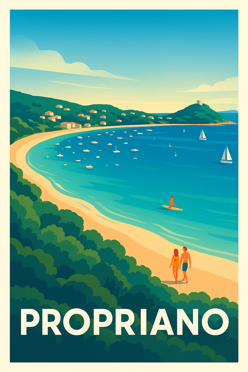 Affiche Propriano — Évasion et douceur corse au bord de l'eau · poster d'art de Propriano