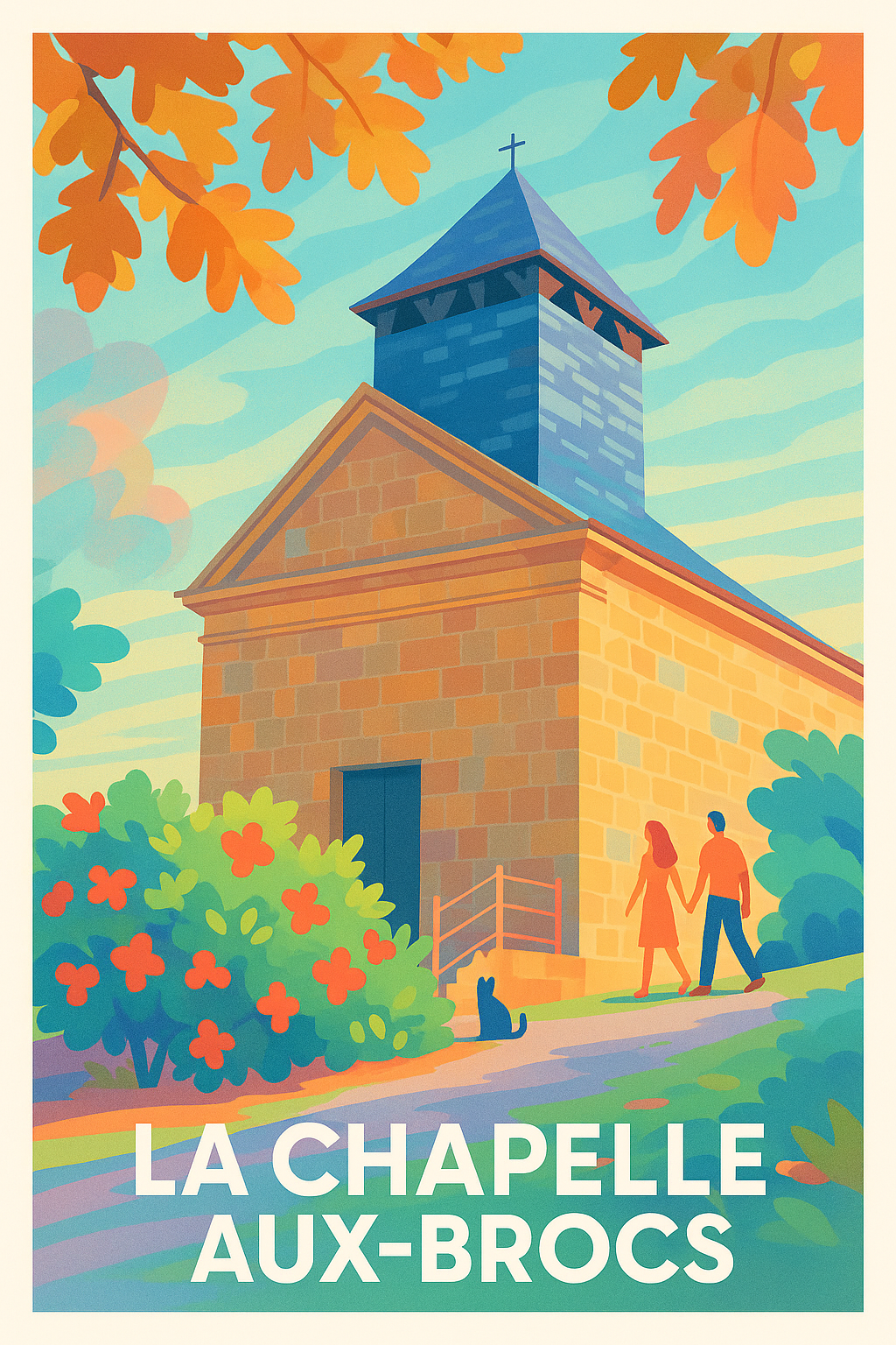 Affiche La Chapelle aux Brocs — Un havre de paix à découvrir · poster d'art de La Chapelle aux Brocs