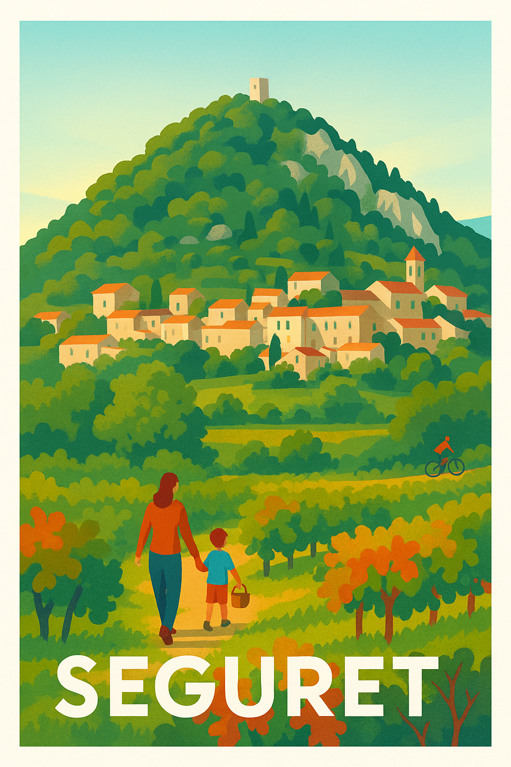 Affiche Séguret — Promenade au cœur du vignoble provençal · poster d'art de Séguret