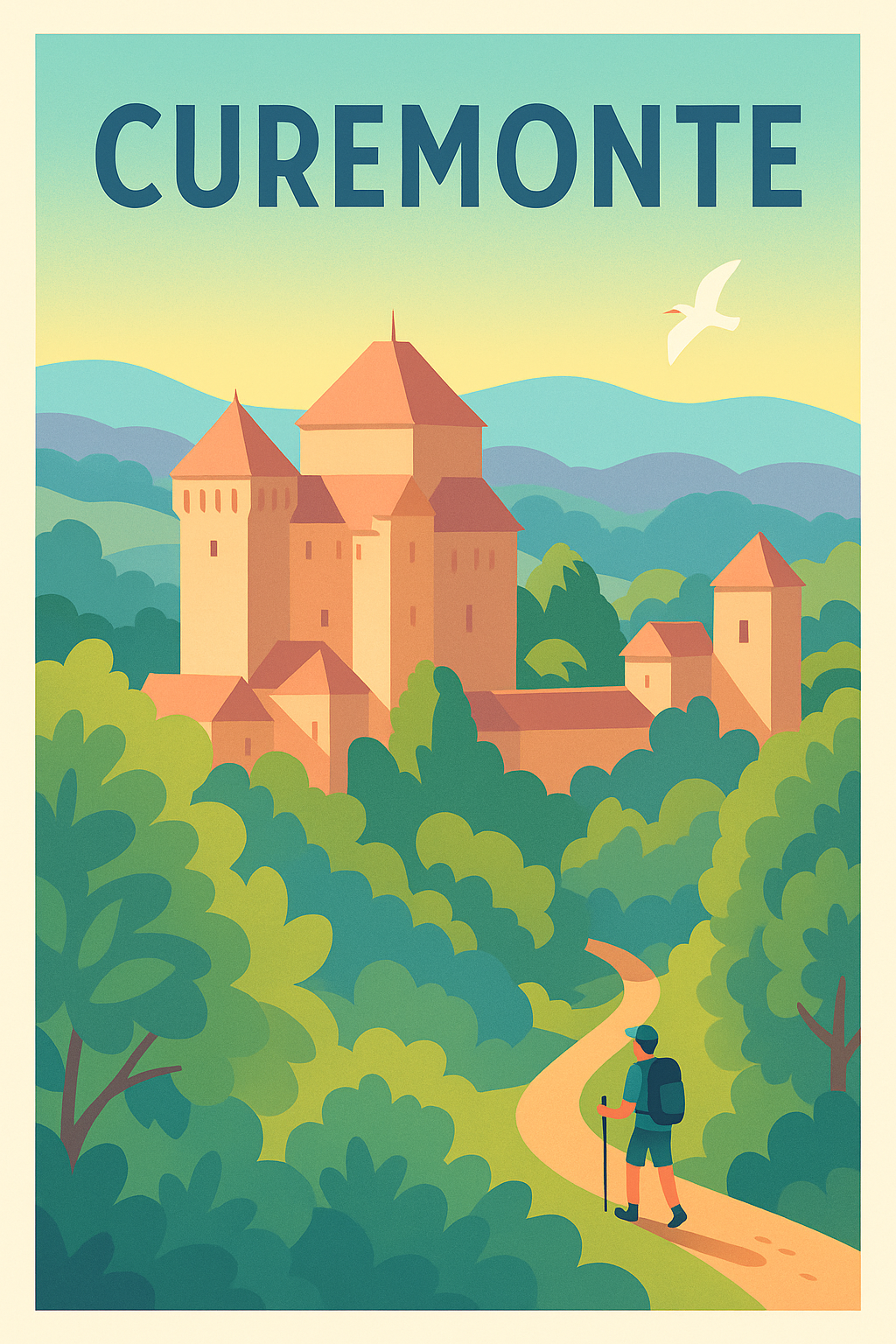 Affiche Curemonte — Invitation à la découverte médiévale · poster d'art de Curemonte