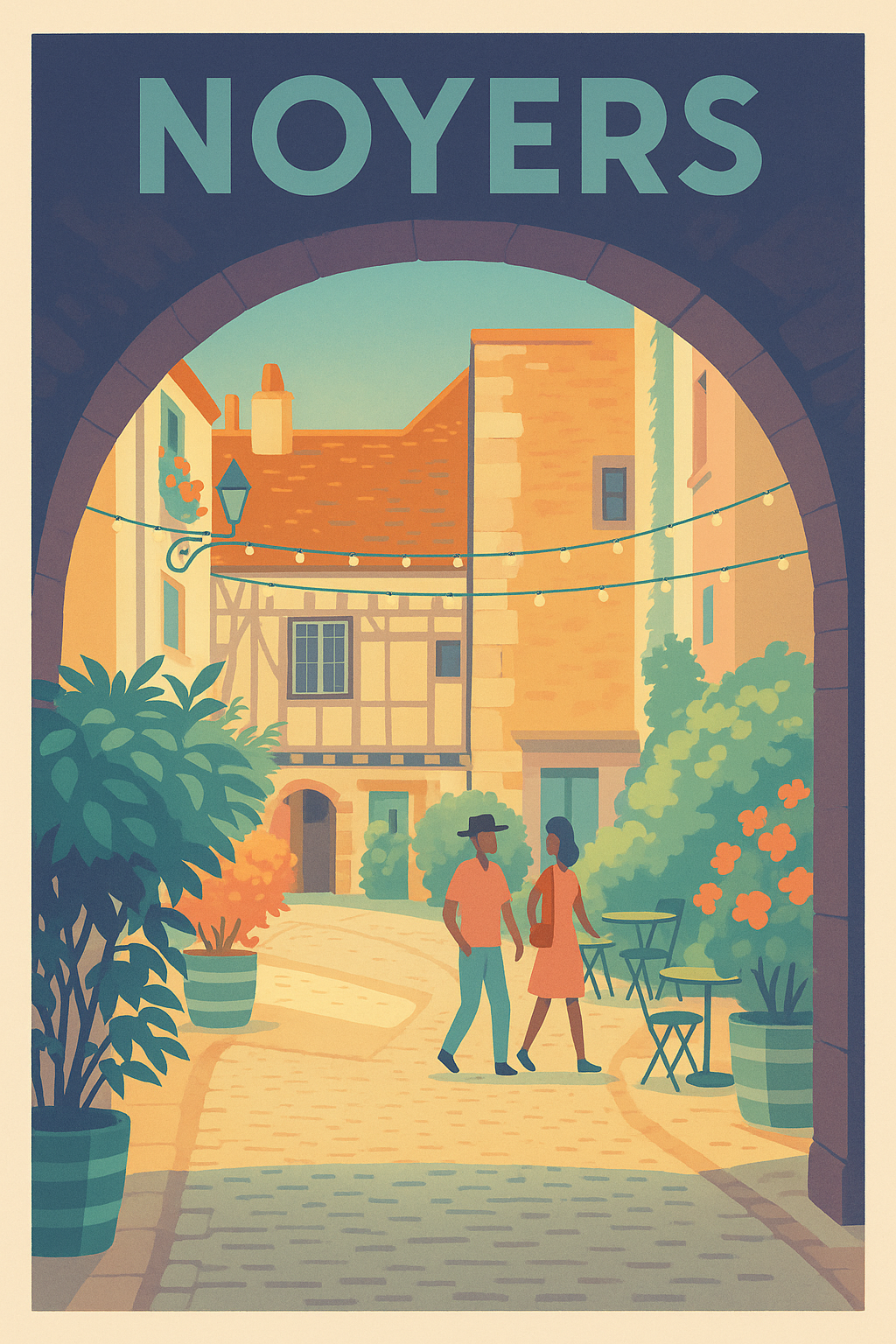 Affiche Noyers — Charme et douceur d'une escapade en Bourgogne · poster d'art de Noyers