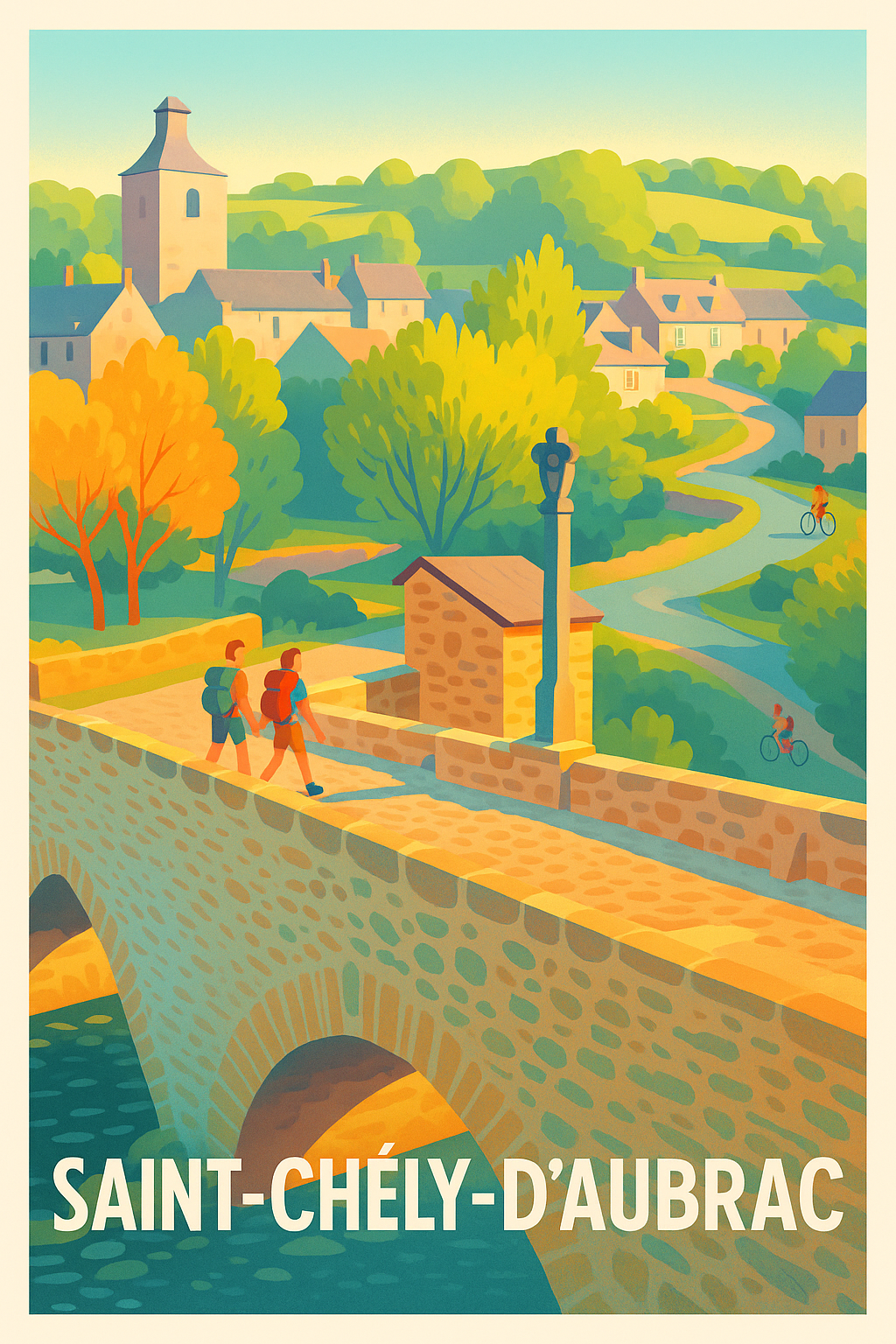 Affiche Saint-Chély-d'Aubrac — L'escapade bucolique entre nature et patrimoine · poster d'art de Saint-Chély-d'Aubrac