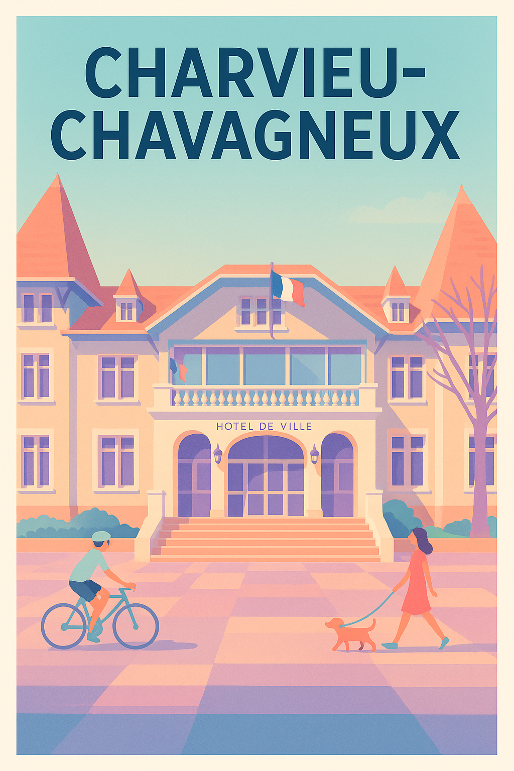 Affiche de Charvieu-Chavagneux - L'élégance tranquille de la mairie