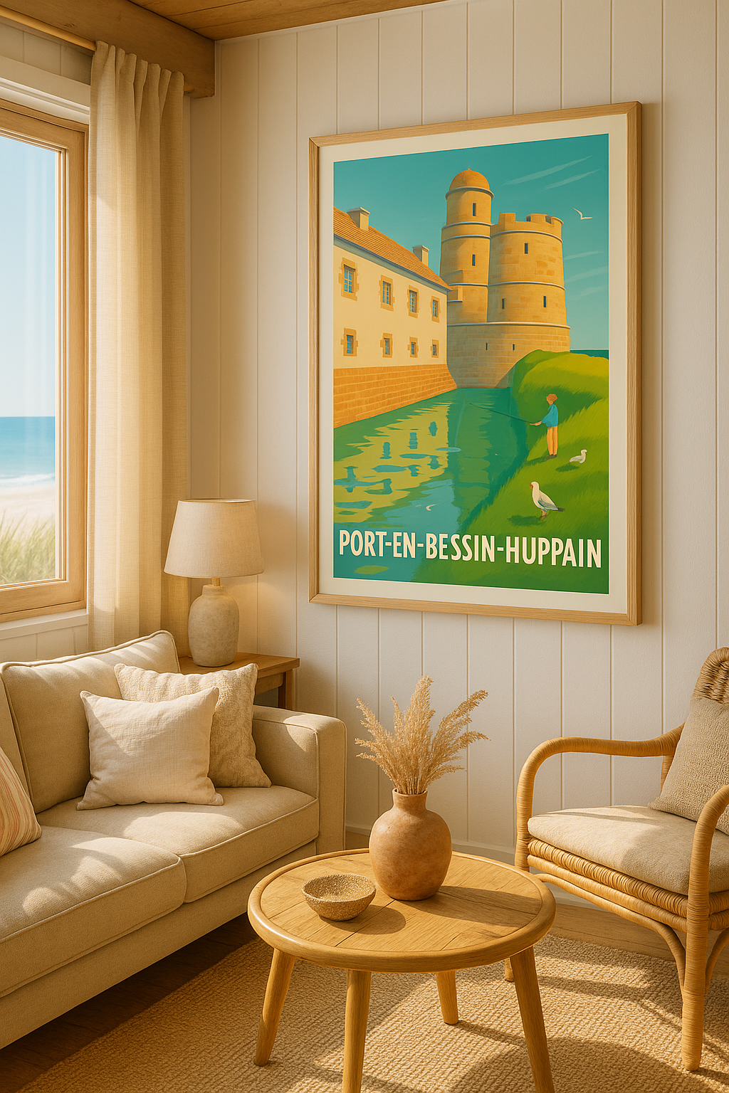 Mise en situation Affiche de Port-en-Bessin-Huppain - Charme et Sérénité Normande