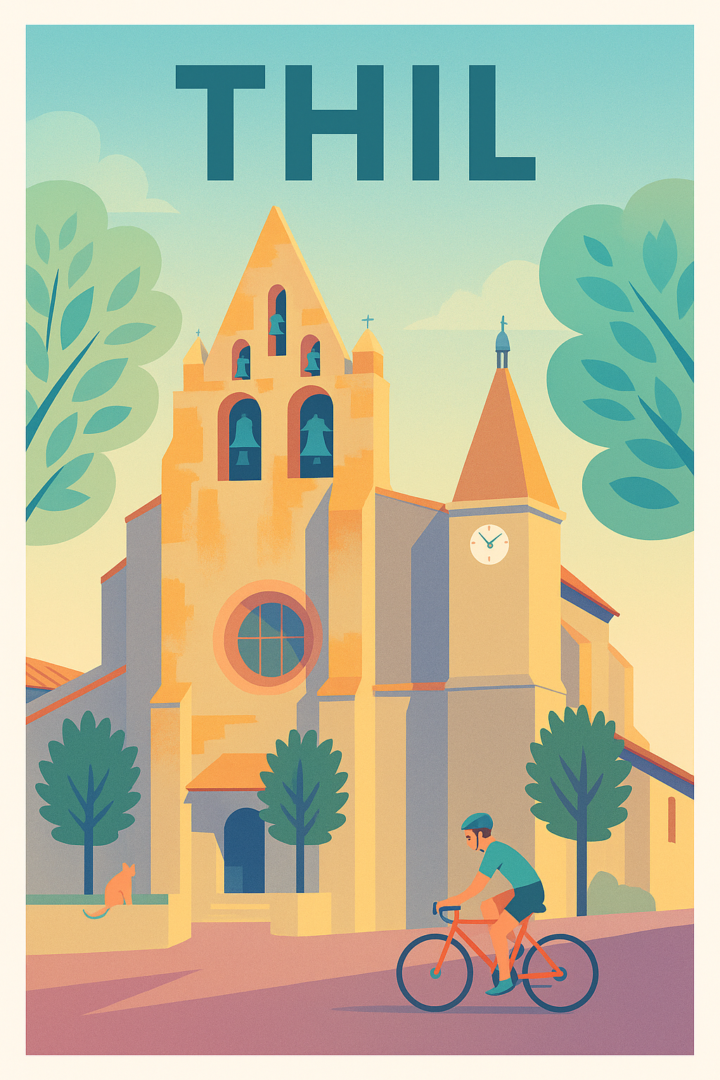 Affiche de Thil - Le charme tranquille du village à vélo