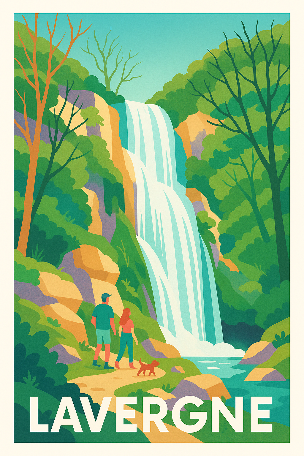 Affiche Lavergne — Évasion Nature au Pied de la Cascade · poster d'art de Lavergne
