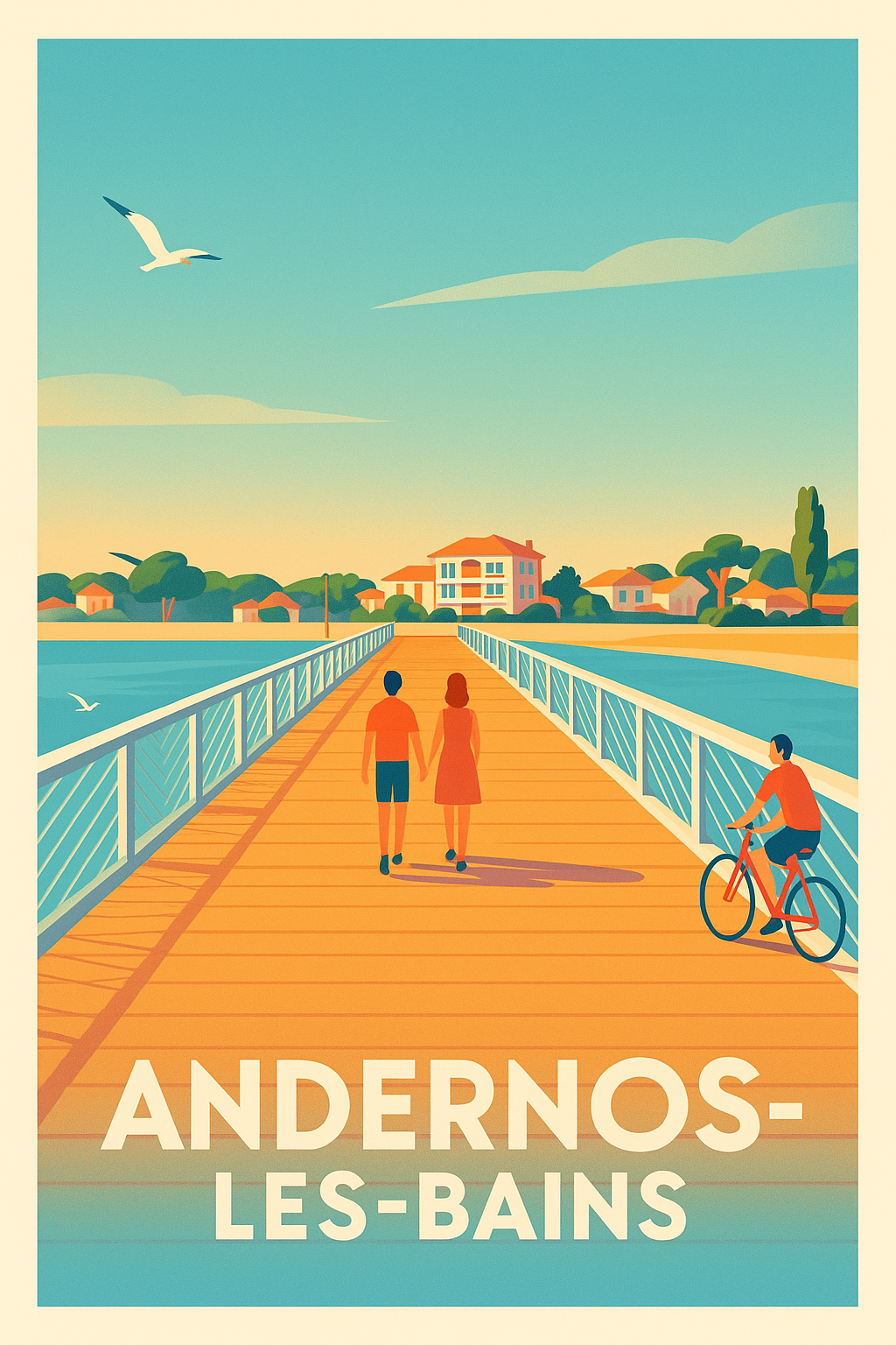 Affiche Andernos-les-Bains - Promenade sur le Bassin d'Arcachon