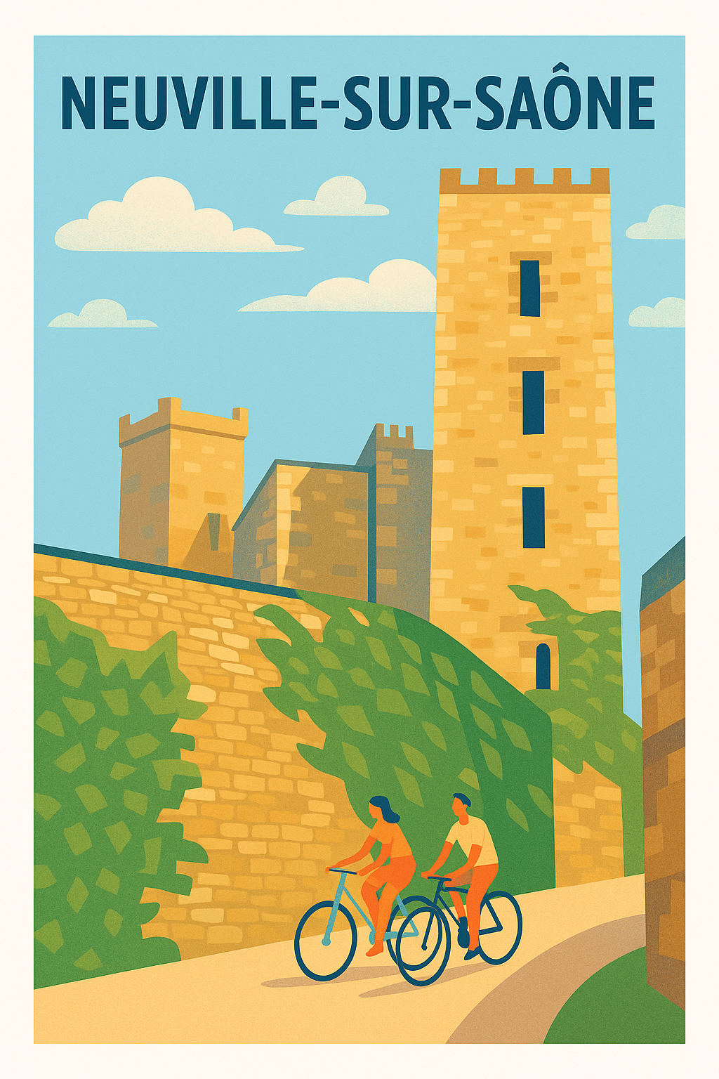 Affiche de Neuville-sur-Saône - Promenade à vélo au cœur du patrimoine