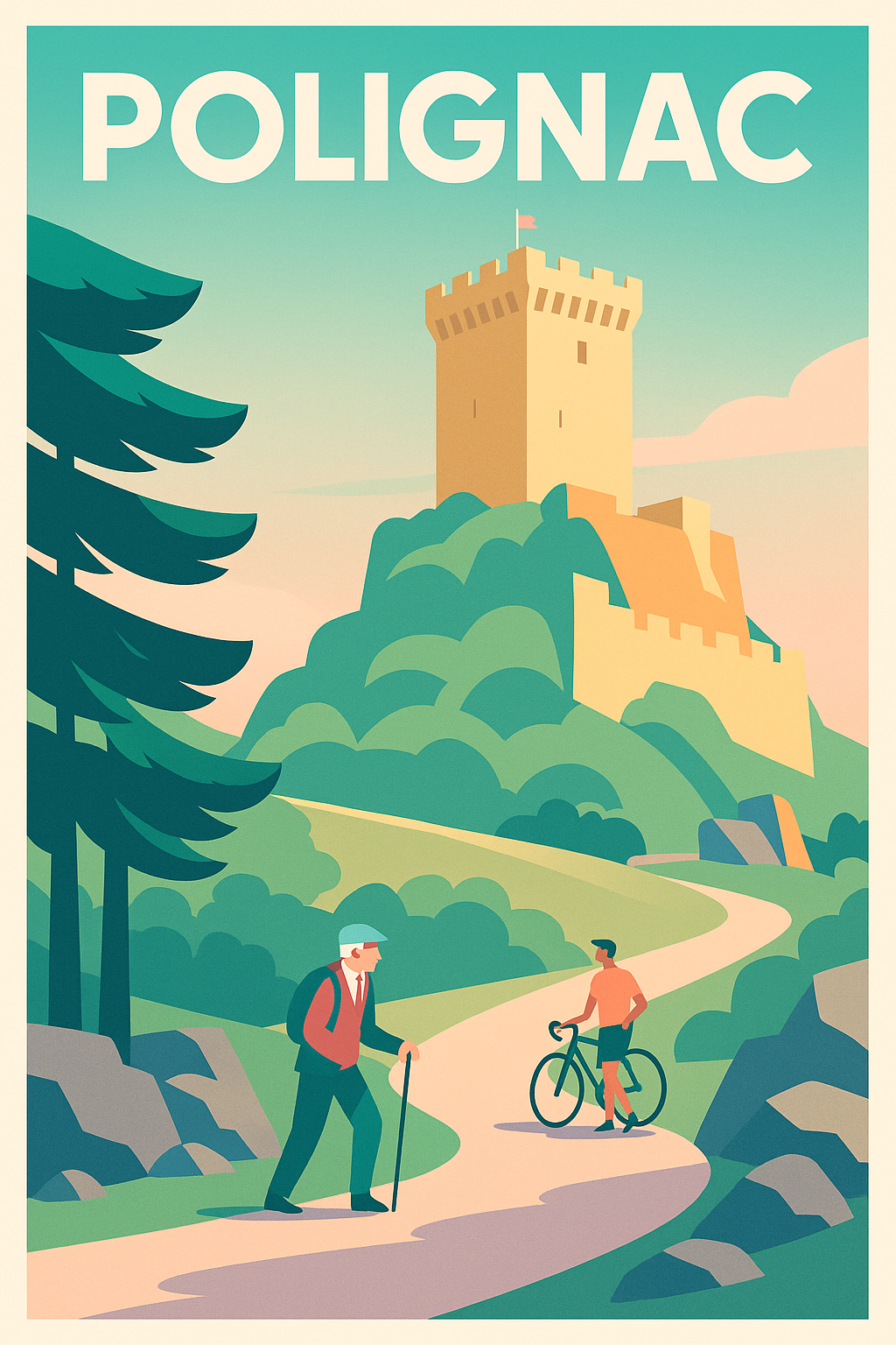 Affiche Polignac — Promenade au Château emblématique · poster d'art de Polignac