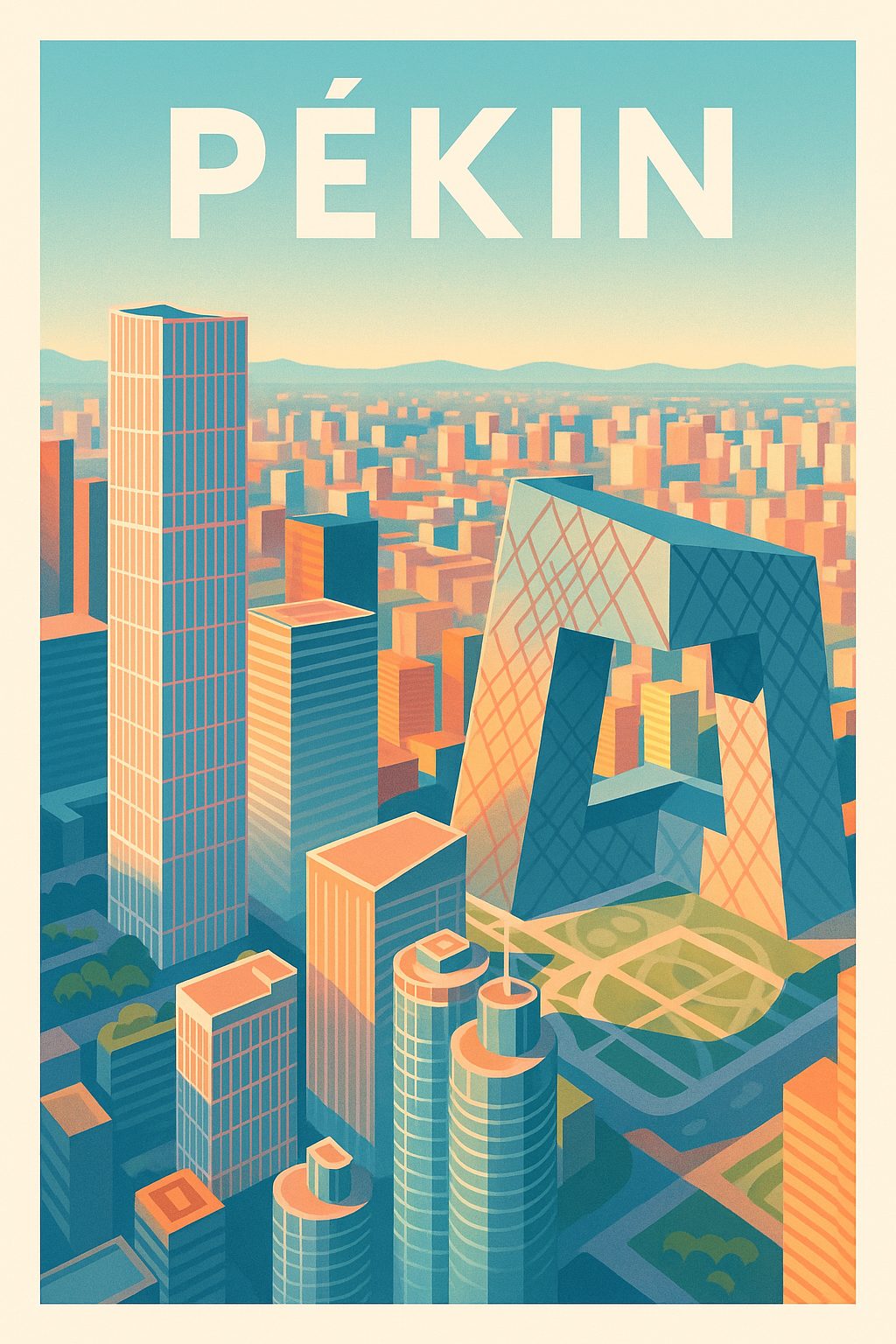 Affiche de Pékin - Panorama urbain moderne et emblématique