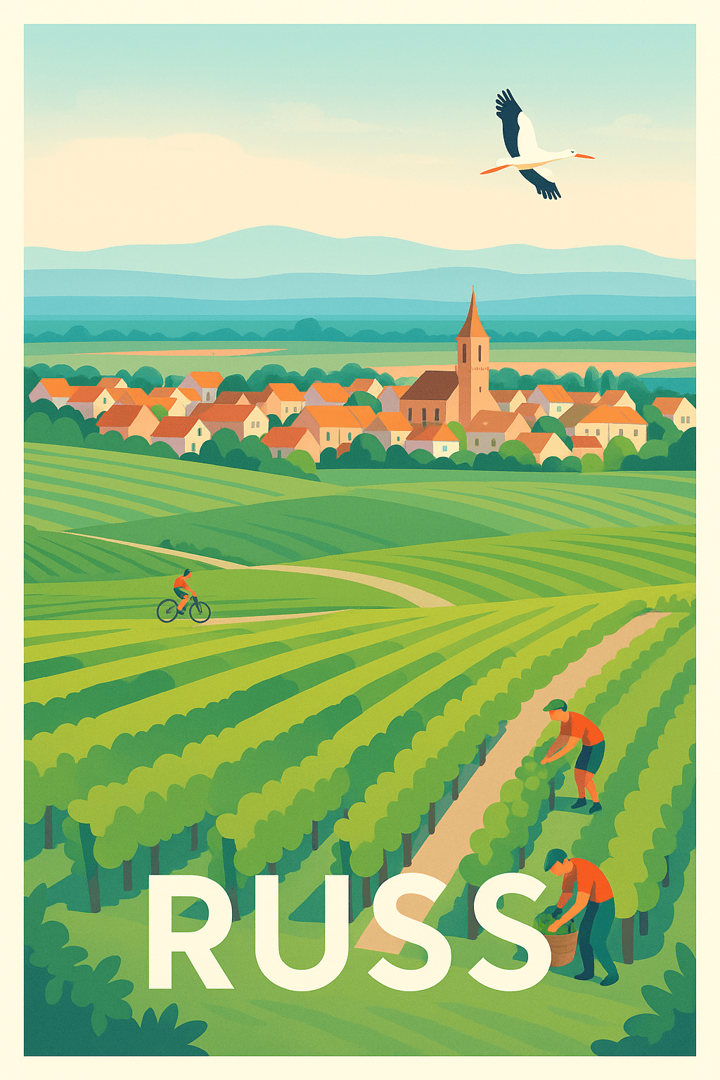 Affiche Russ — Charme bucolique au cœur des vignobles · poster d'art de Russ