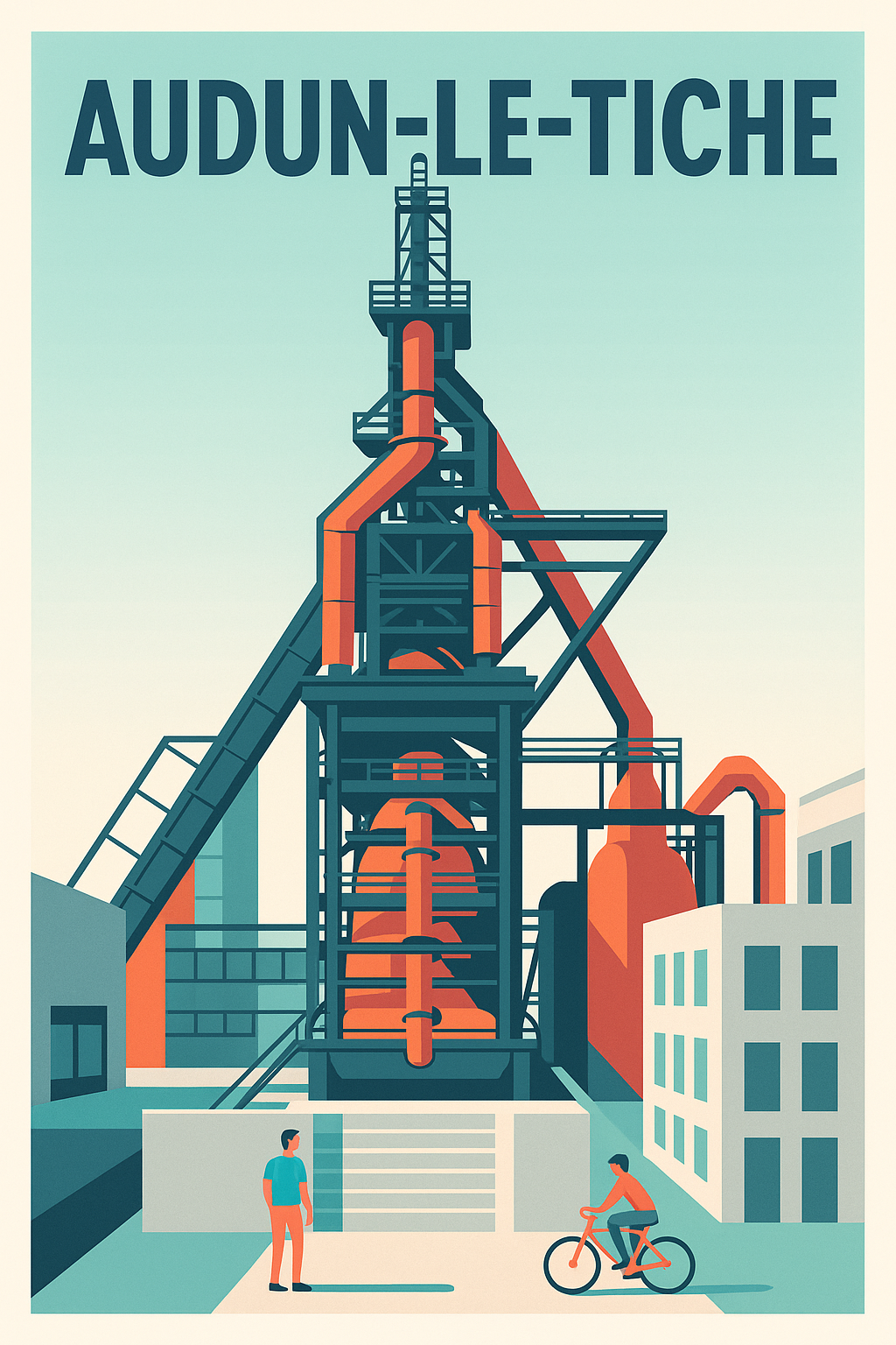 Affiche de Audun-le-Tiche - Industrie et modernité en illustration