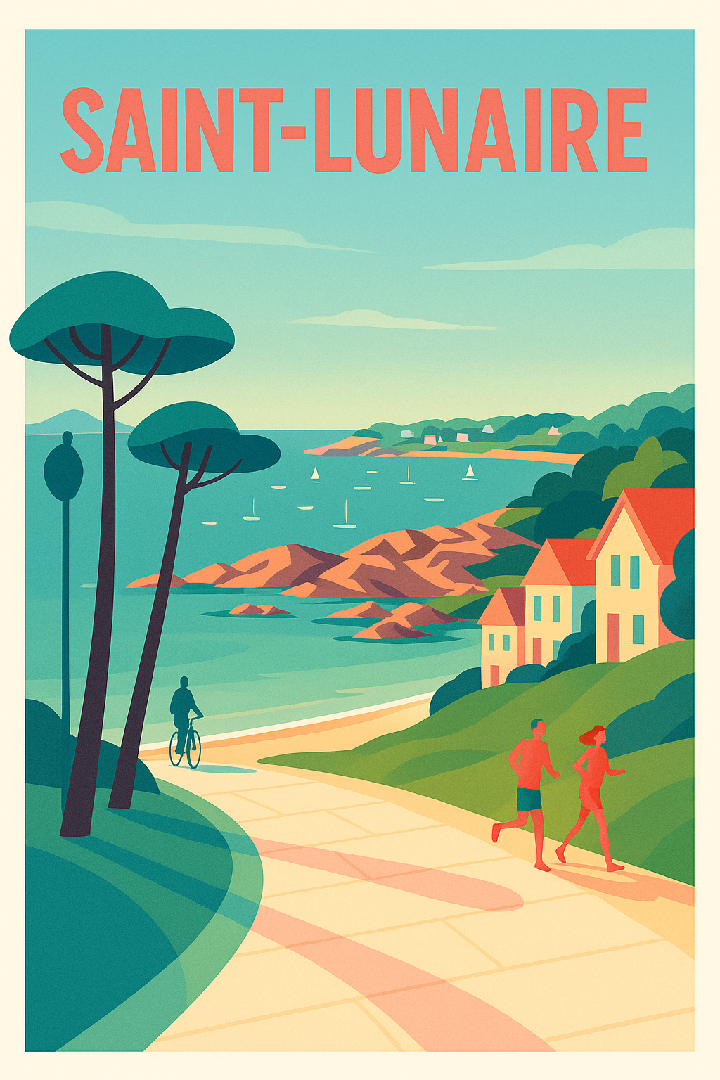 Affiche de Saint-Lunaire - Le charme côtier breton en poster vintage