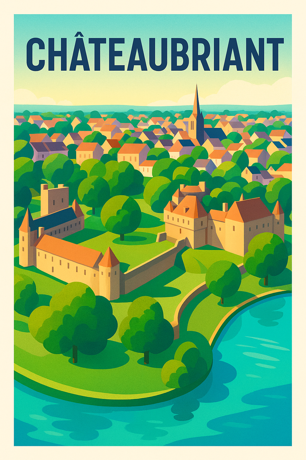 Affiche de Châteaubriant - Charme architectural et verdure apaisante