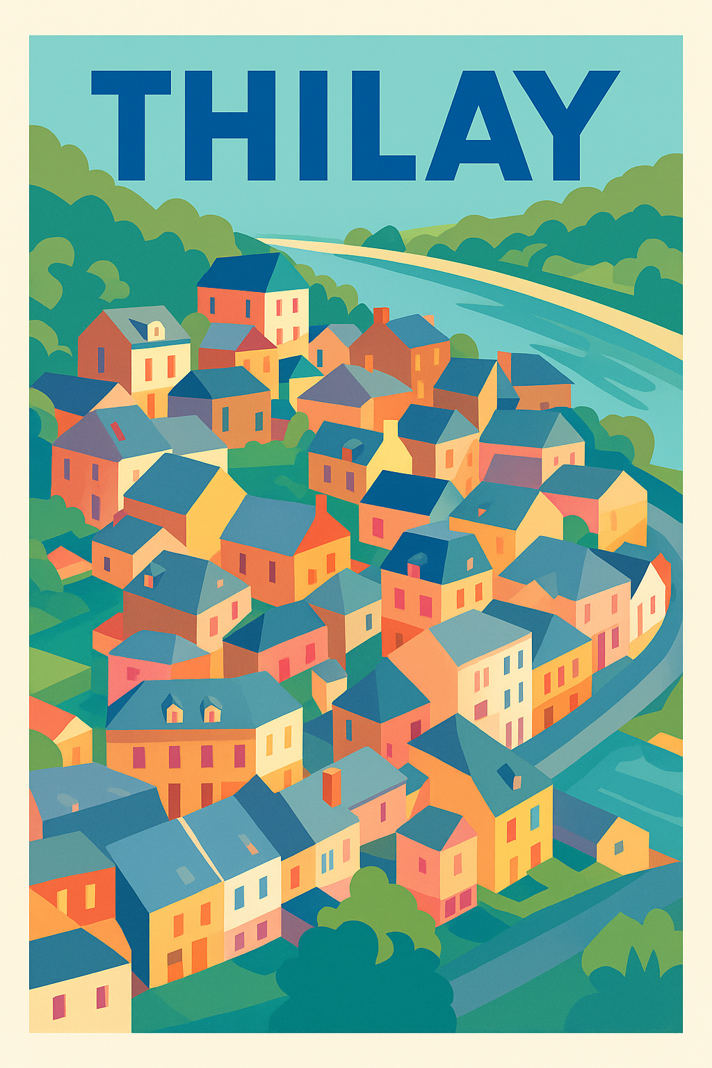 Affiche de Thilay - Charme et couleurs d'un village au bord de l'eau