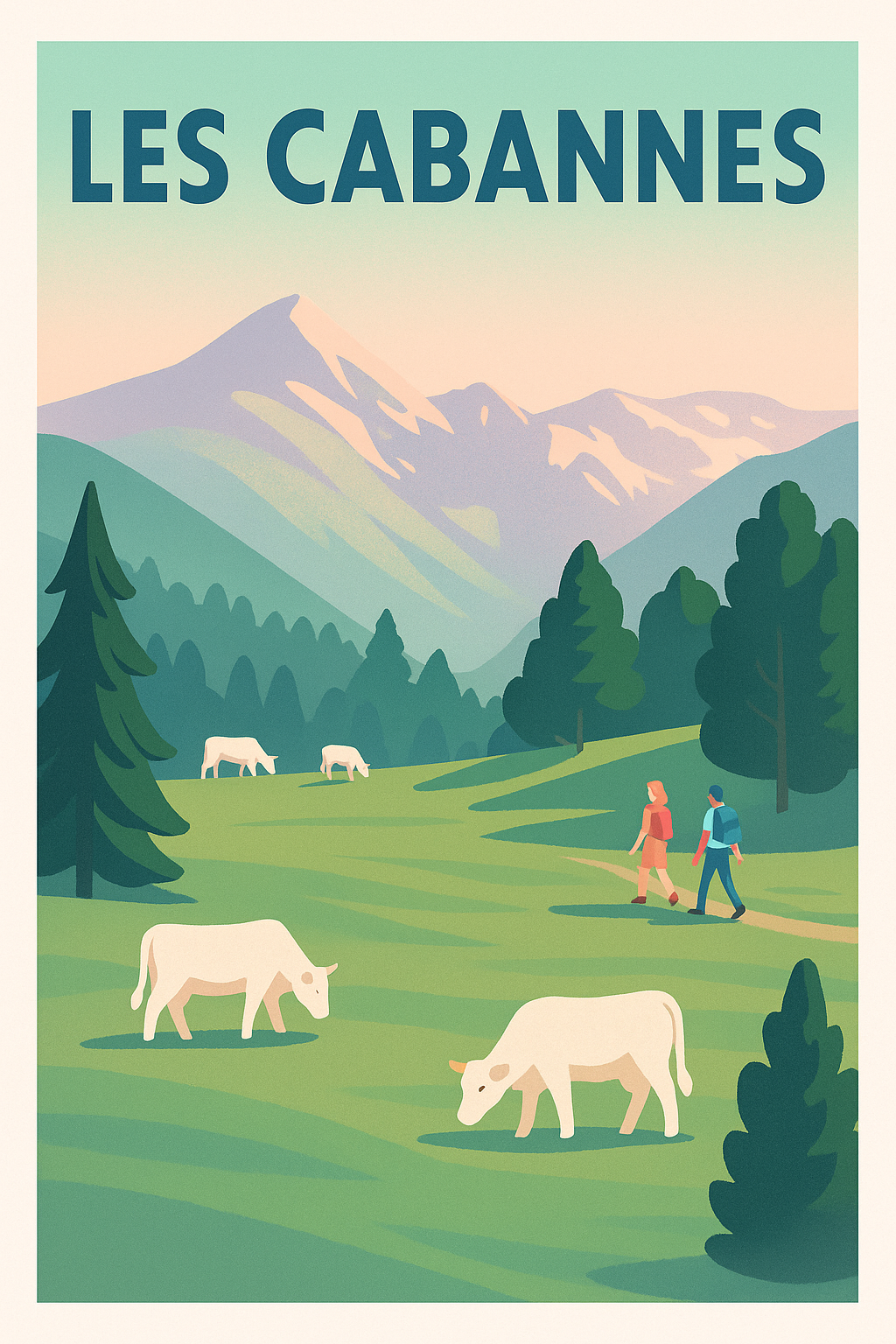 Affiche Les Cabannes — Échappée nature en montagne · poster d'art de Les Cabannes