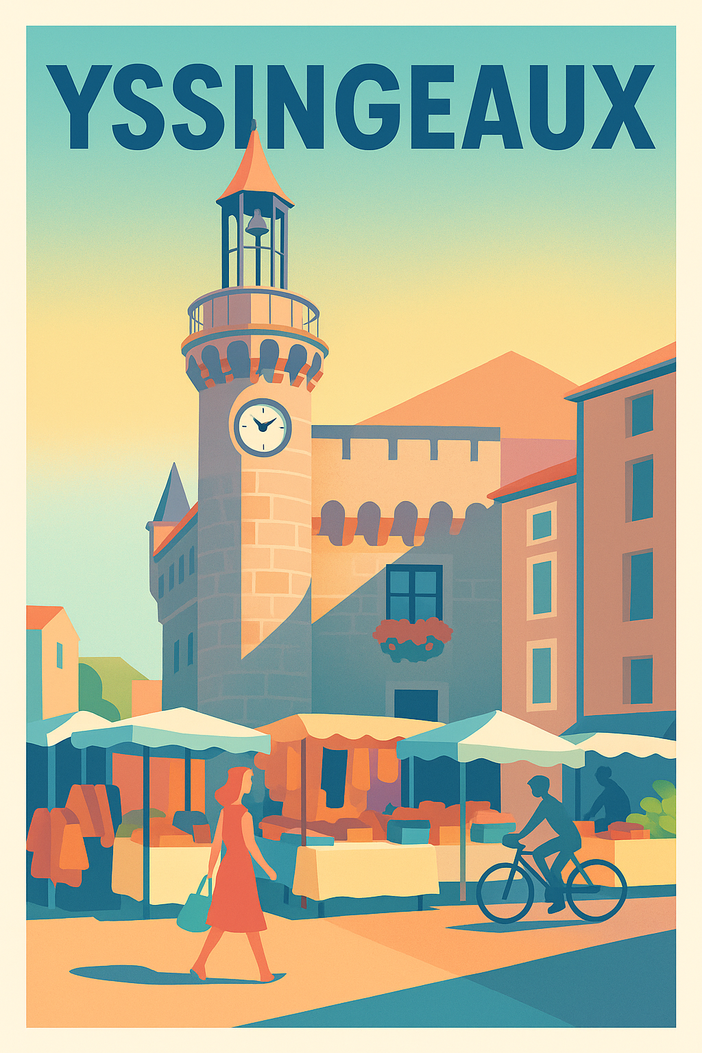 Affiche de Yssingeaux - L'authenticité d'un marché ensoleillé