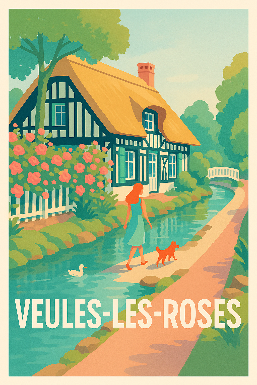 Affiche Veules-les-Roses — Charmante balade au bord de l'eau · poster d'art de Veules-les-Roses