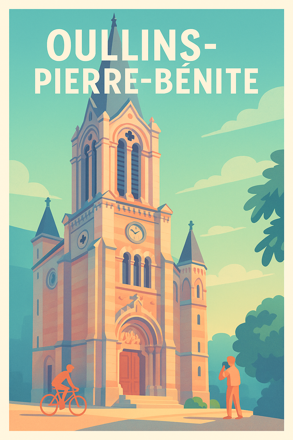 Affiche Oullins-Pierre-Bénite — Charme et patrimoine en lumière douce · poster d'art de Oullins-Pierre-Bénite