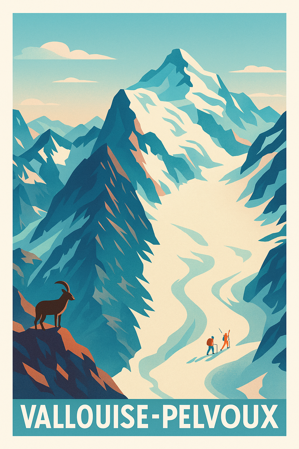 Affiche Vallouise-Pelvoux — L'appel des sommets alpins · poster d'art de Vallouise-Pelvoux