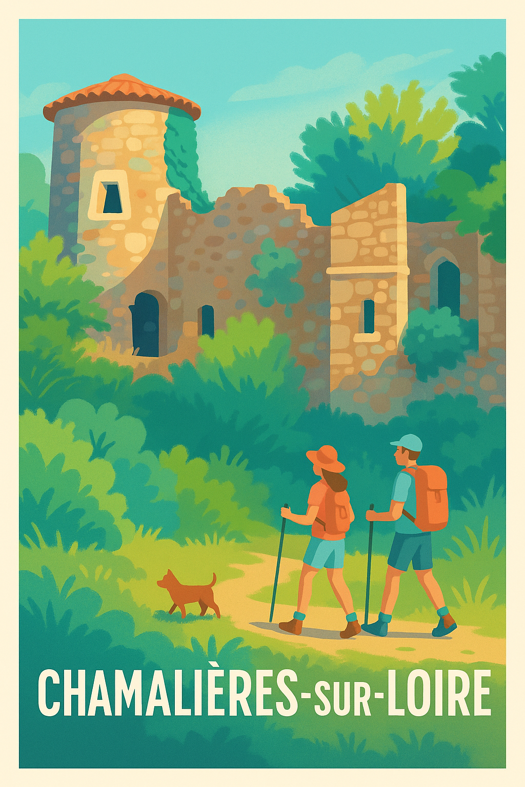 Affiche Chamalières-sur-Loire — Escapade nature et patrimoine · poster d'art de Chamalières-sur-Loire