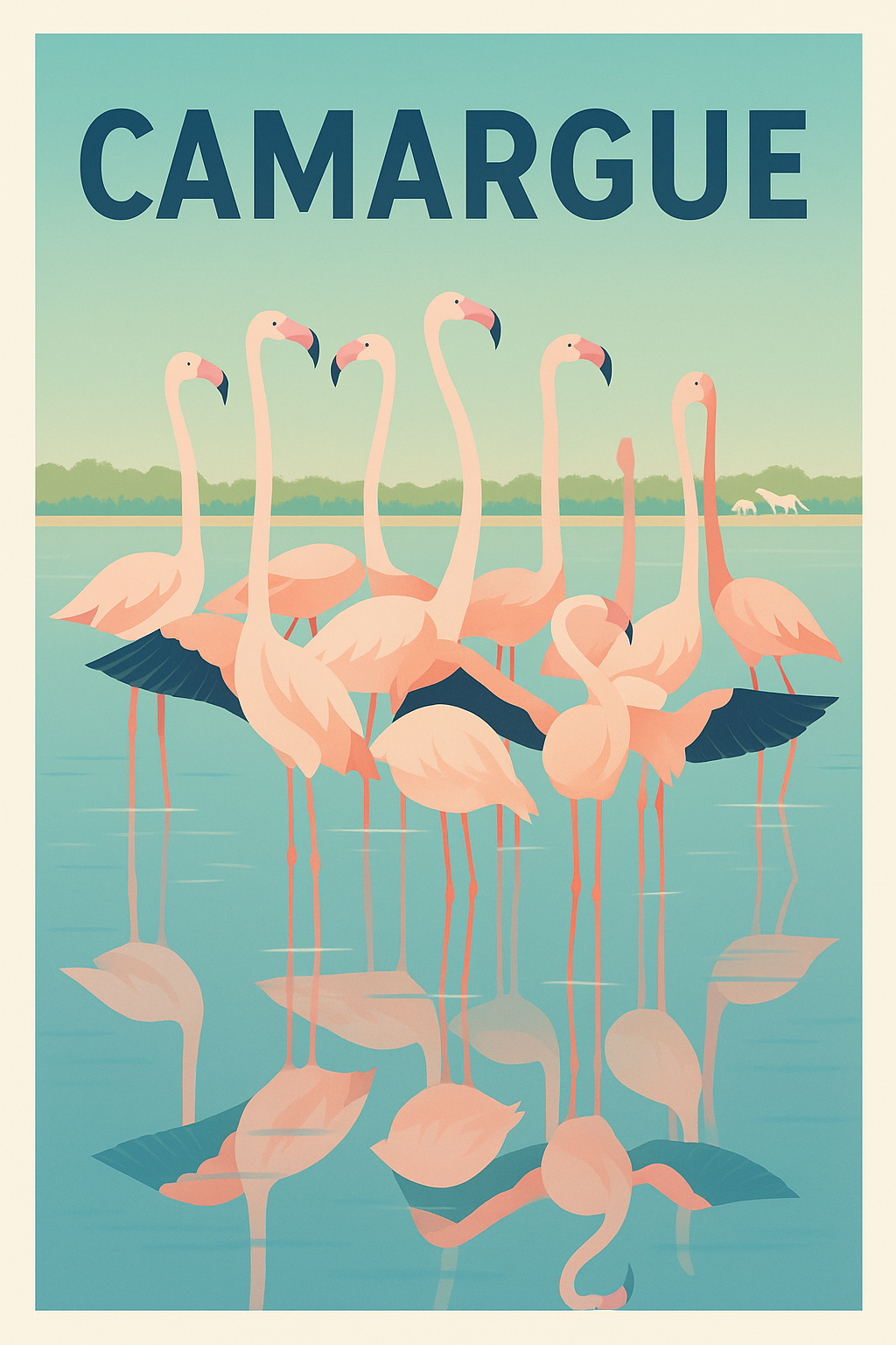 Affiche Camargue — La beauté naturelle des flamants roses · poster d'art de Camargue