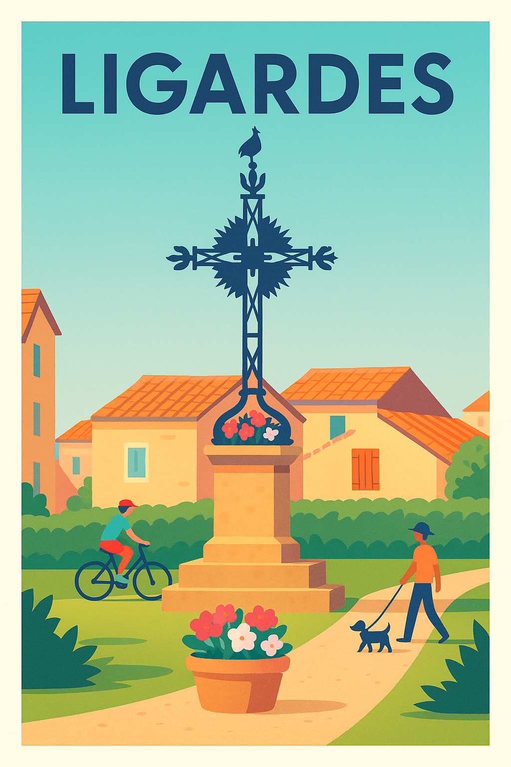 Affiche Ligardes — Ambiance paisible au cœur du village · poster d'art de Ligardes