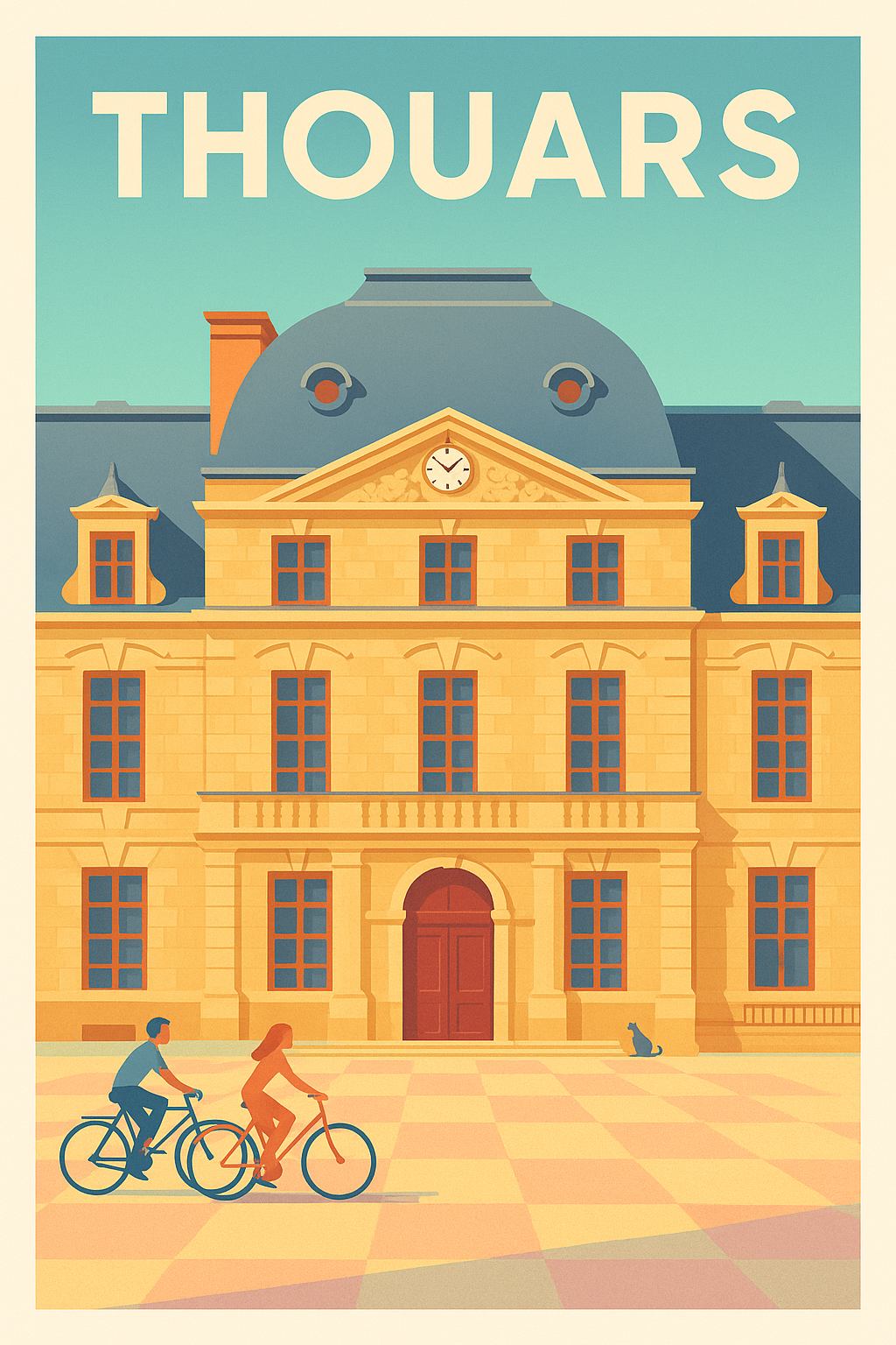 Affiche de Thouars - Charme et douceur à vélo