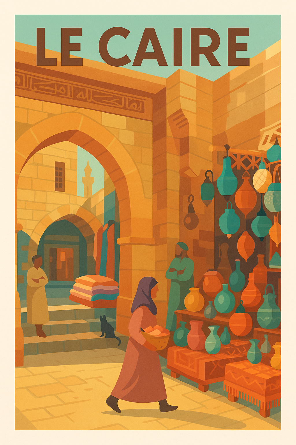 Affiche de Le Caire - Vue sur le souk traditionnel