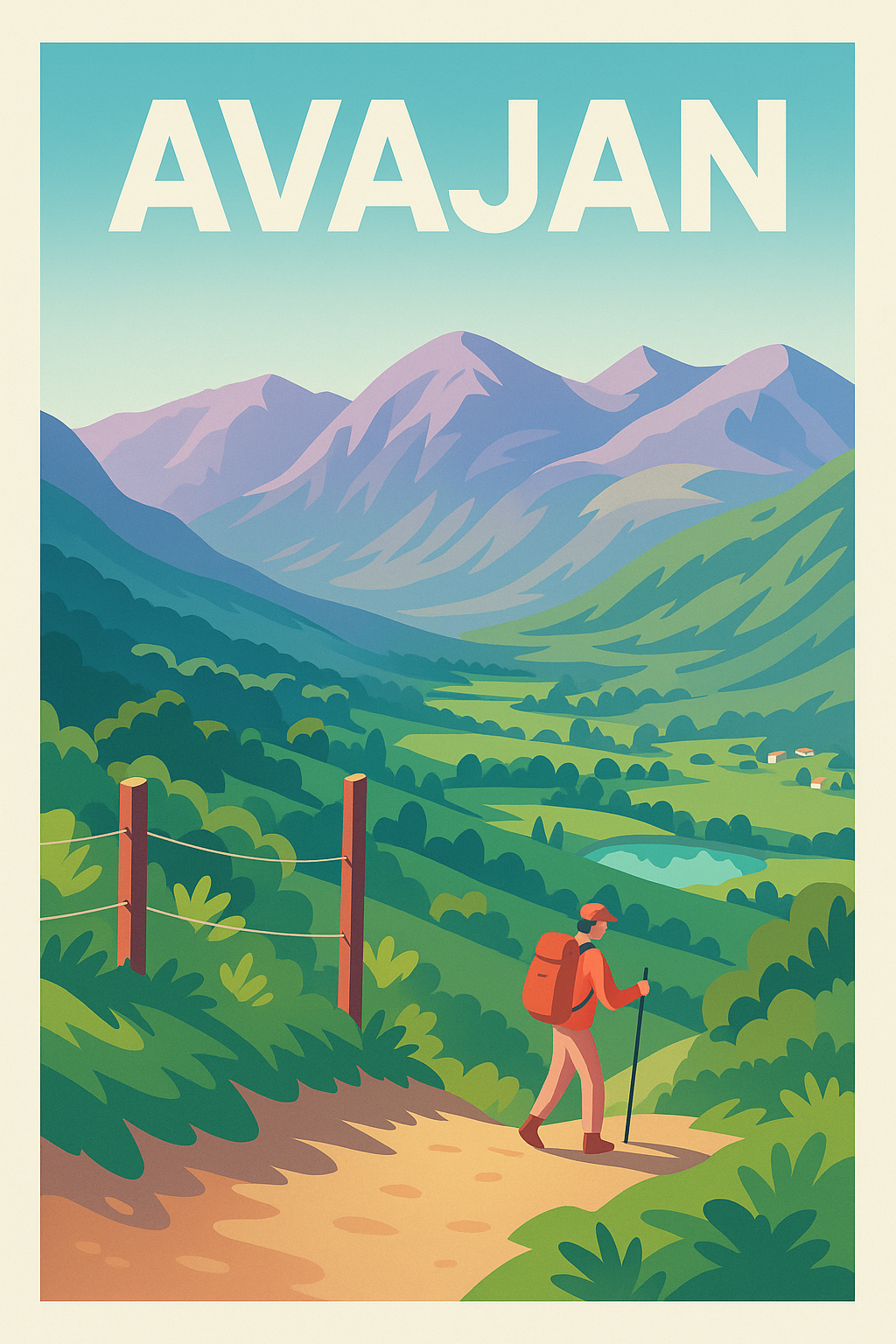 Affiche de Avajan - Invitation à la randonnée en vallée pyrénéenne