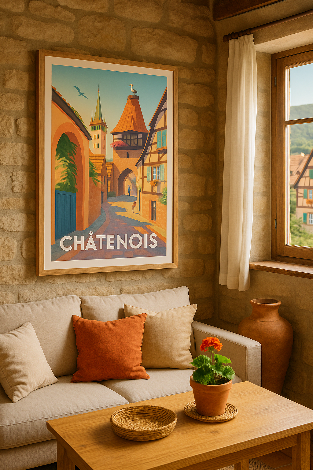 Bas-Rhin France Affiche de Châtenois - Charme médiéval au cœur de l’Alsace