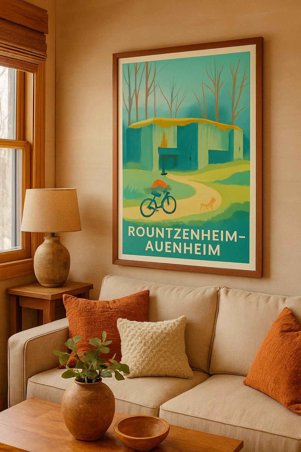 Bas-Rhin France Affiche de Rountzenheim-Auenheim - Échappée verte à vélo