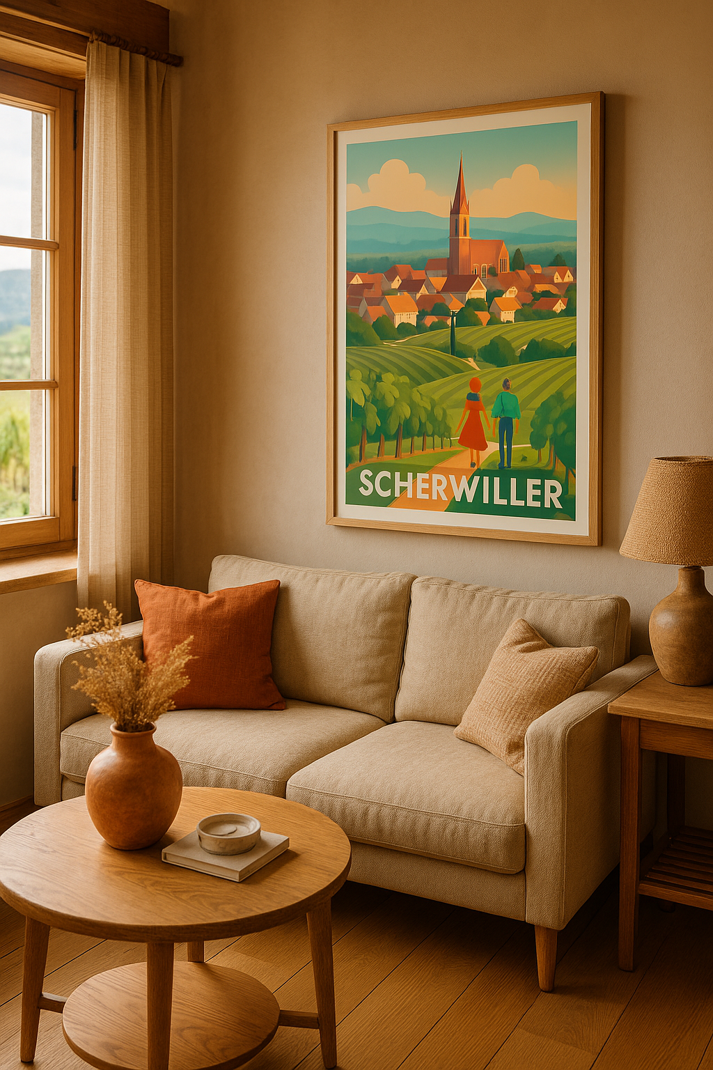 Bas-Rhin France Affiche de Scherwiller - Charme Bucolique au Cœur des Vignes