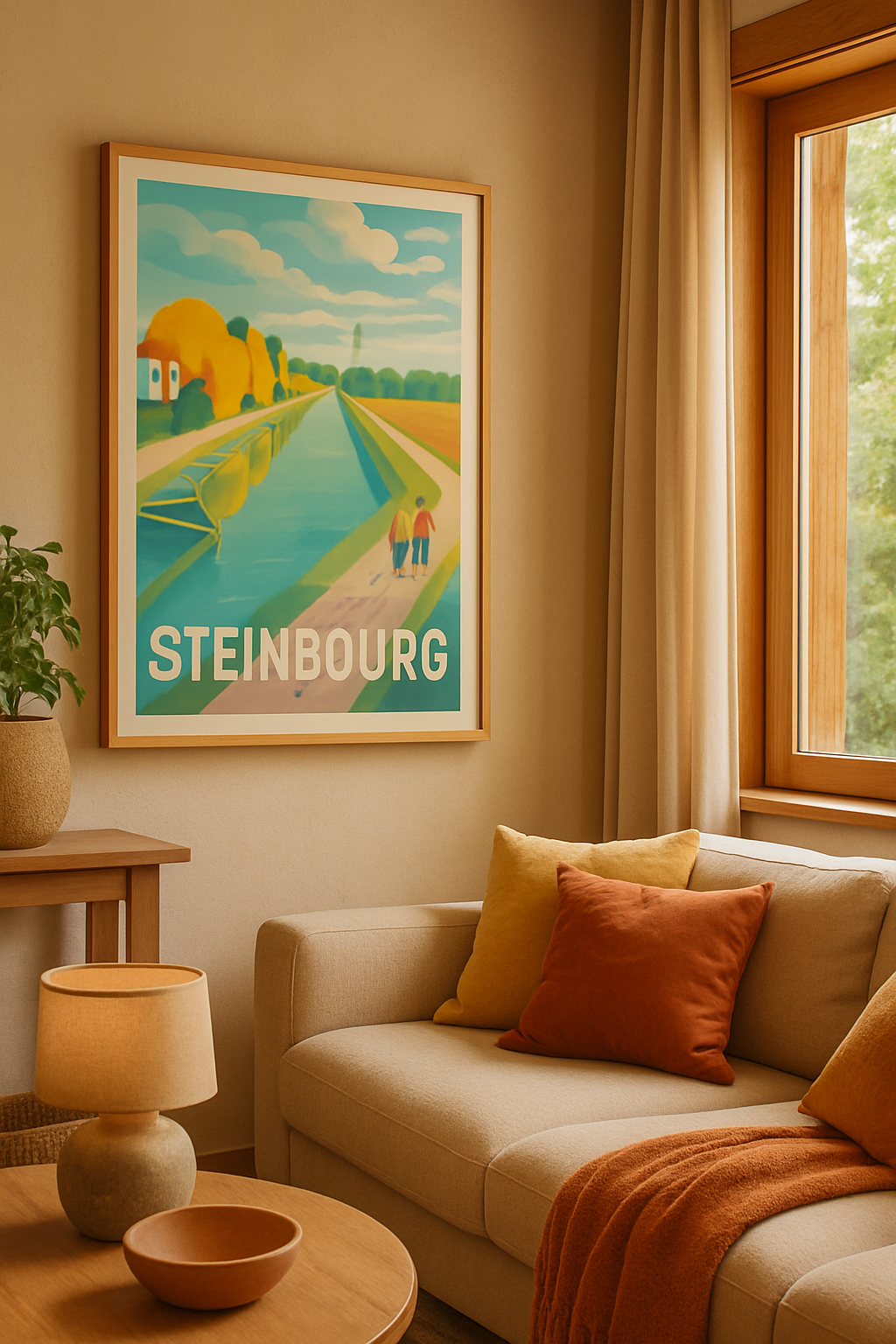 Bas-Rhin France Affiche de Steinbourg - Promenade paisible au bord du canal