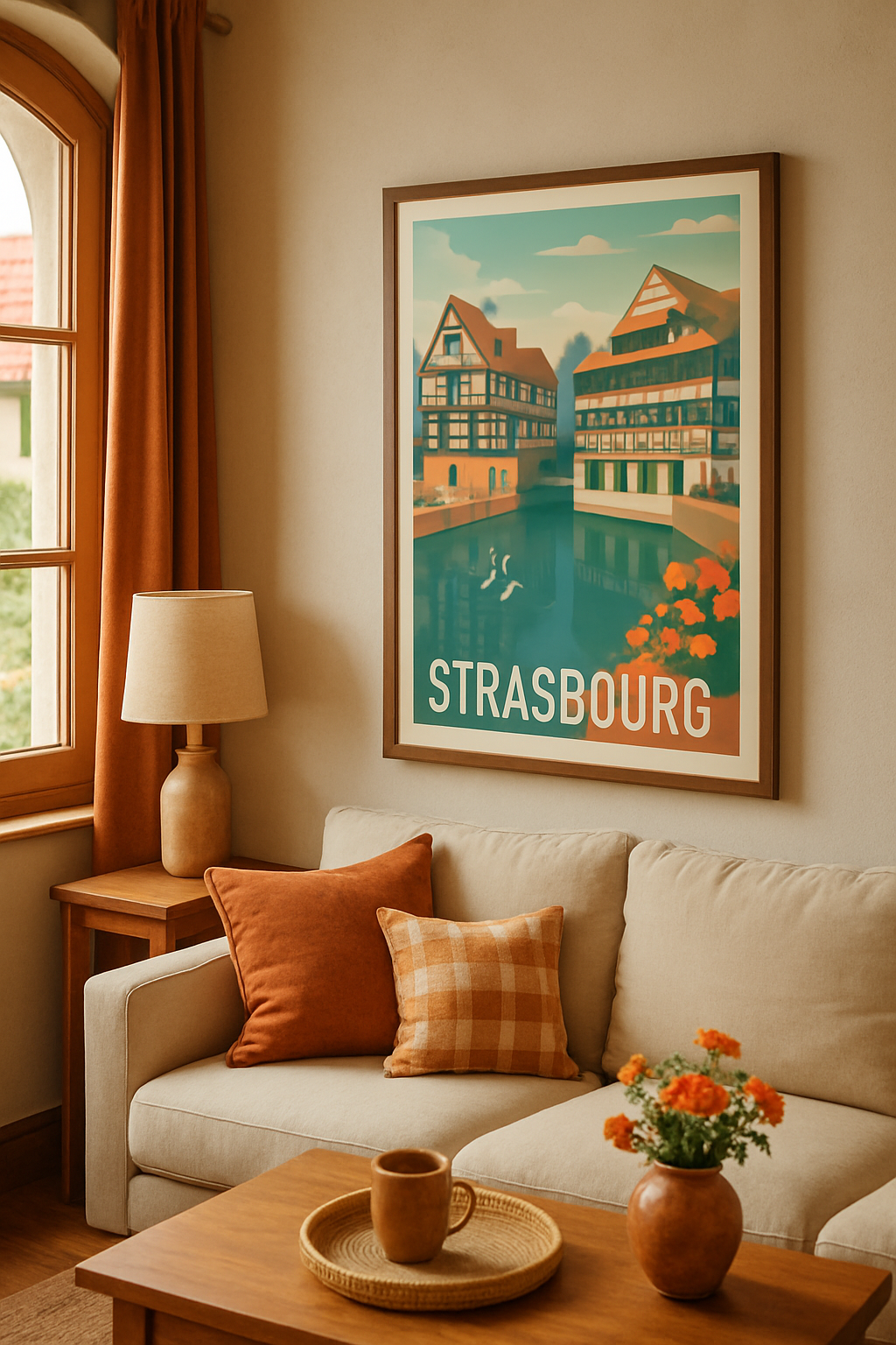 Affiche Strasbourg — Charme et sérénité au fil de l'eau · poster d'art de Strasbourg
