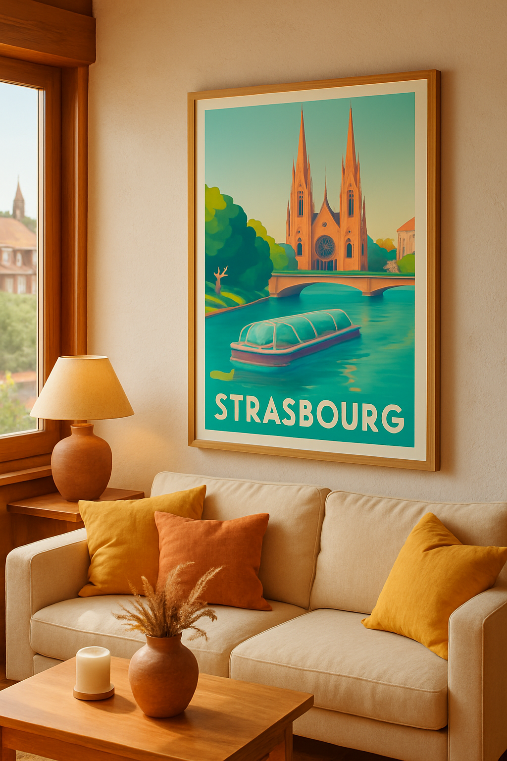 Affiche Strasbourg — Promenade romantique sur l'Ill · poster d'art de Strasbourg