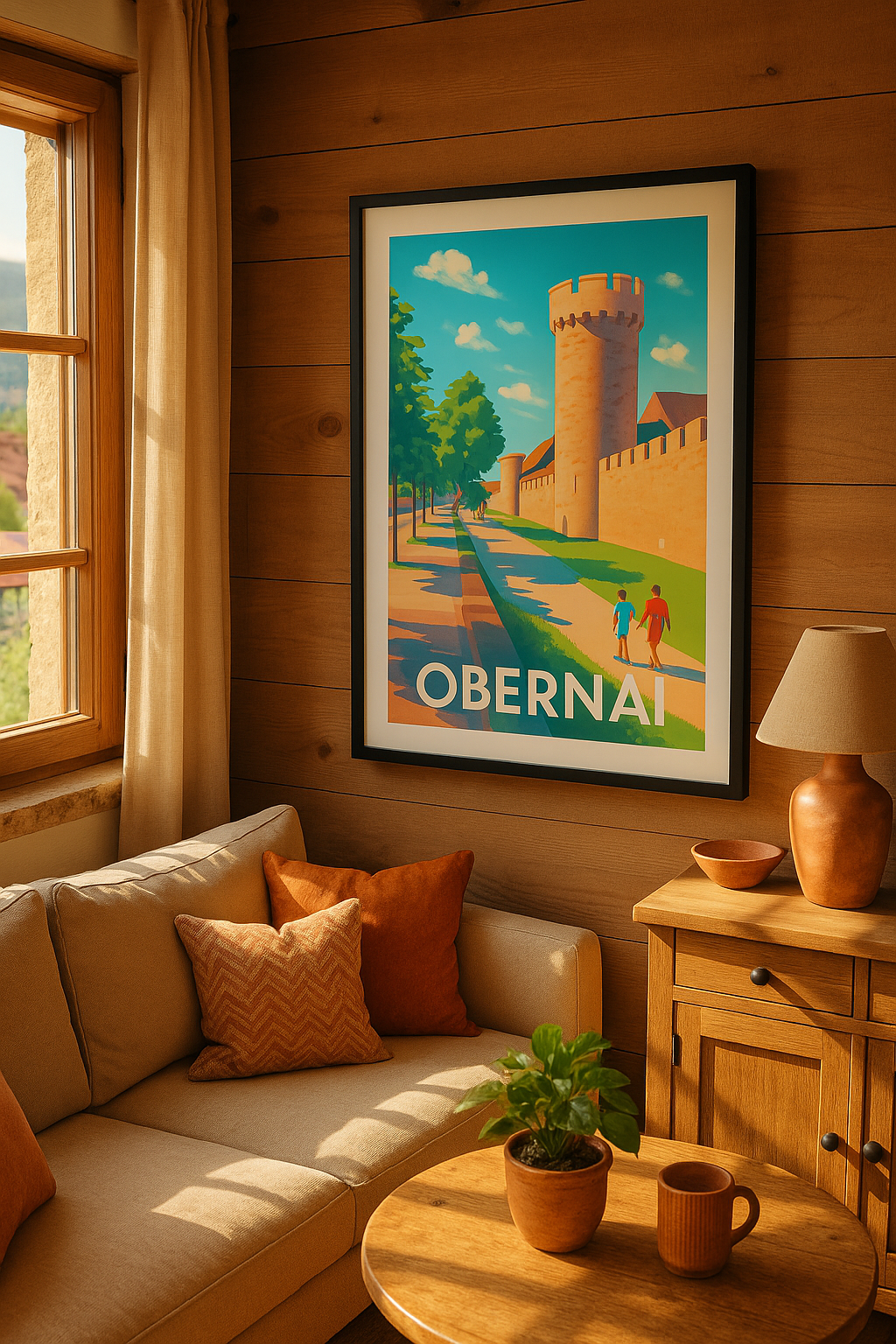 Bas-Rhin France Affiche Obernai - Promenade au cœur des remparts