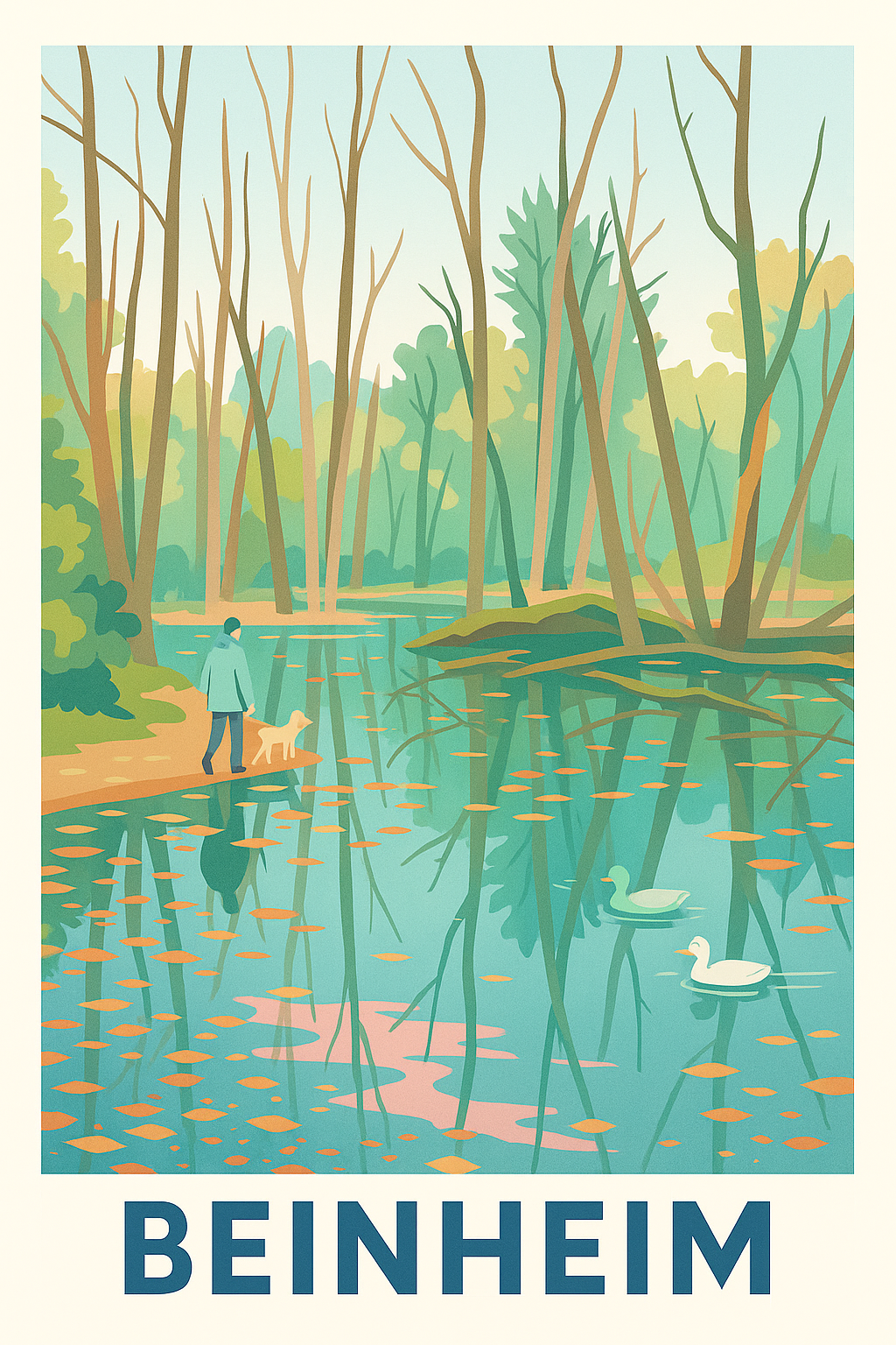 Bas-Rhin France Pas de Cadre / 20 × 30cm Affiche de Beinheim - Sérénité au bord de l'eau