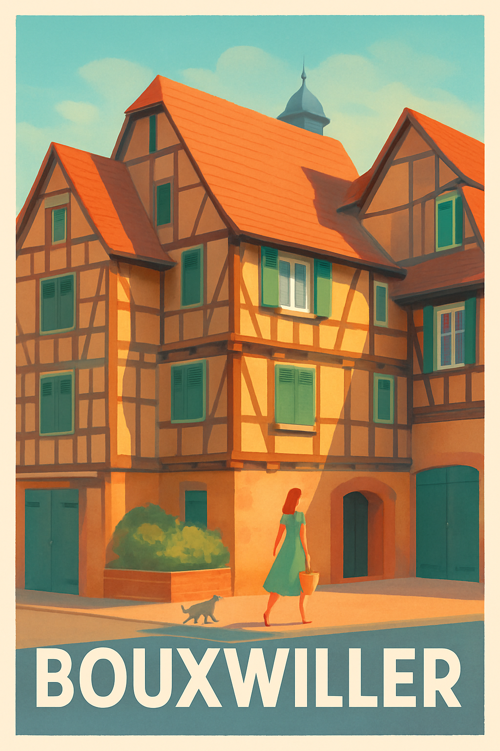 Bas-Rhin France Pas de Cadre / 20 × 30cm Affiche de Bouxwiller - Charme authentique alsacien