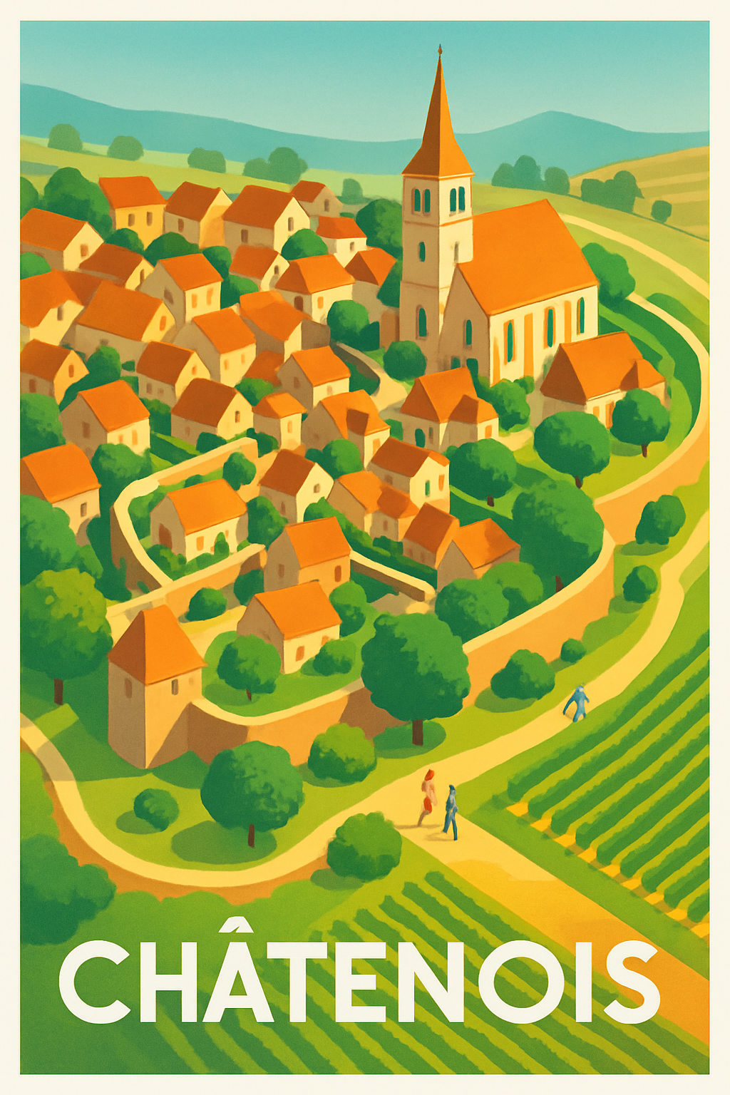 Bas-Rhin France Pas de Cadre / 20 × 30cm Affiche de Châtenois - Charme bucolique en Alsace