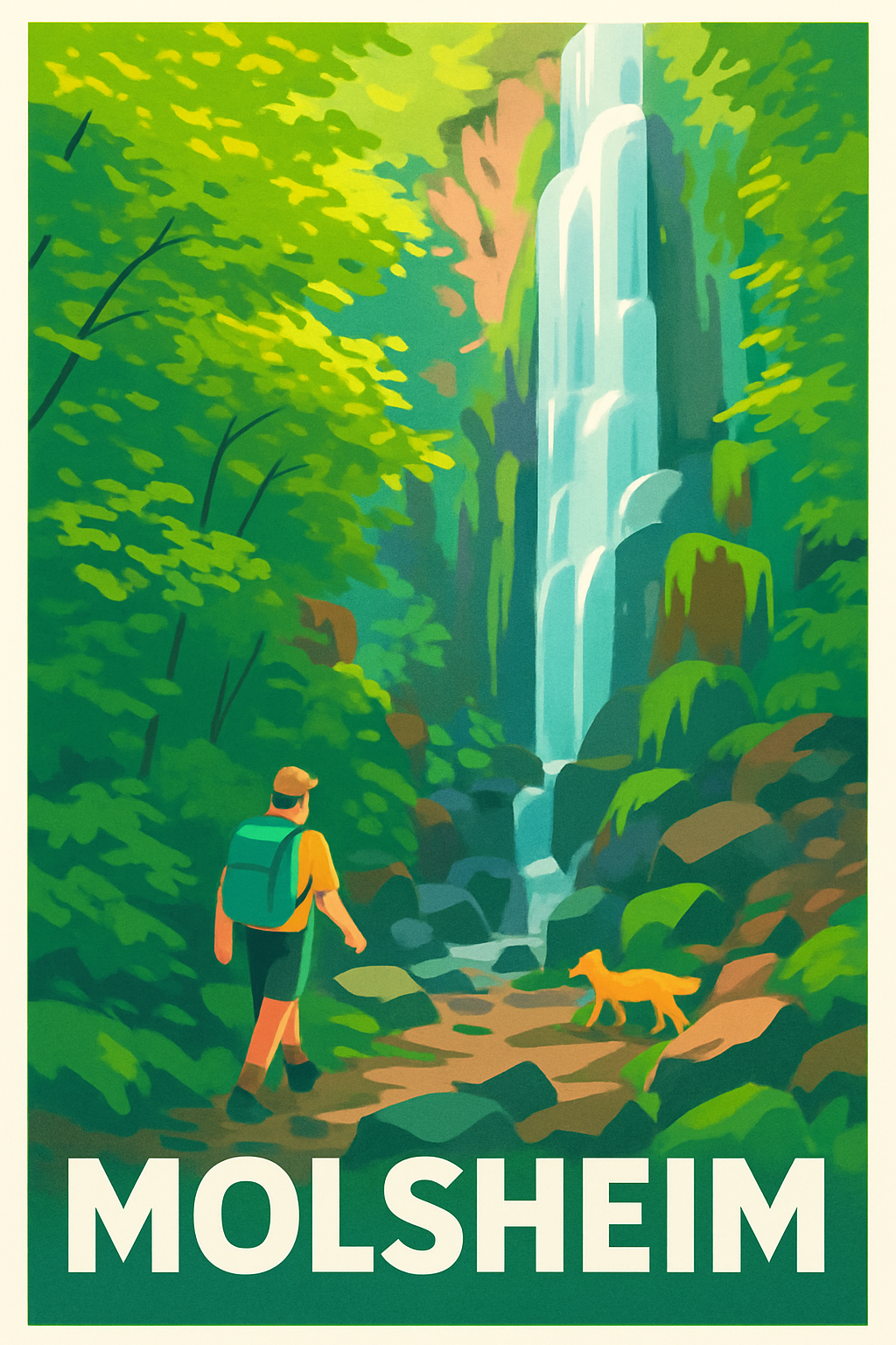 Bas-Rhin France Pas de Cadre / 20 × 30cm Affiche de Molsheim - Évasion nature et cascades rafraîchissantes