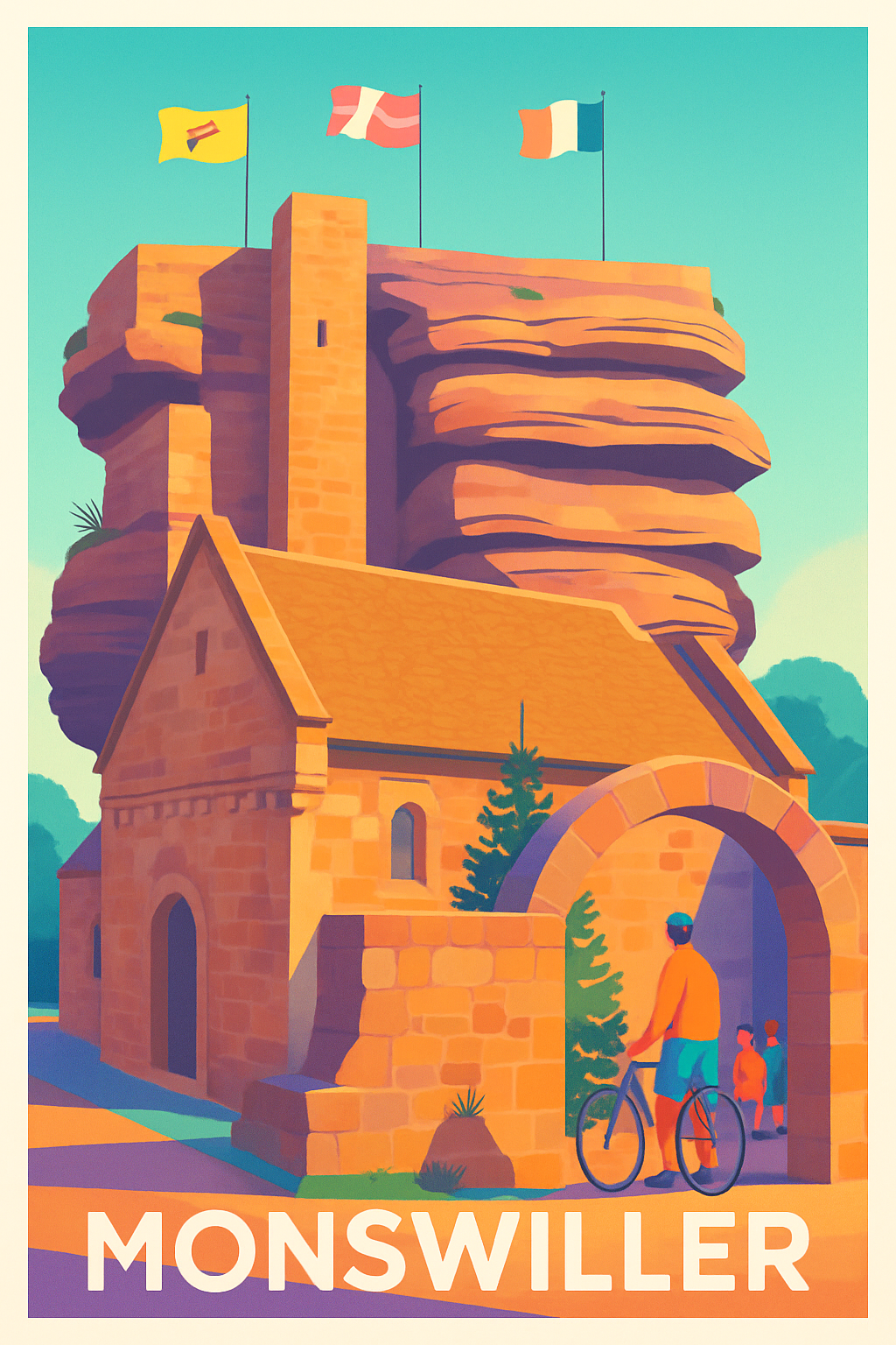 Bas-Rhin France Pas de Cadre / 20 × 30cm Affiche de Monswiller - Charme et histoire aux portes de l'Alsace