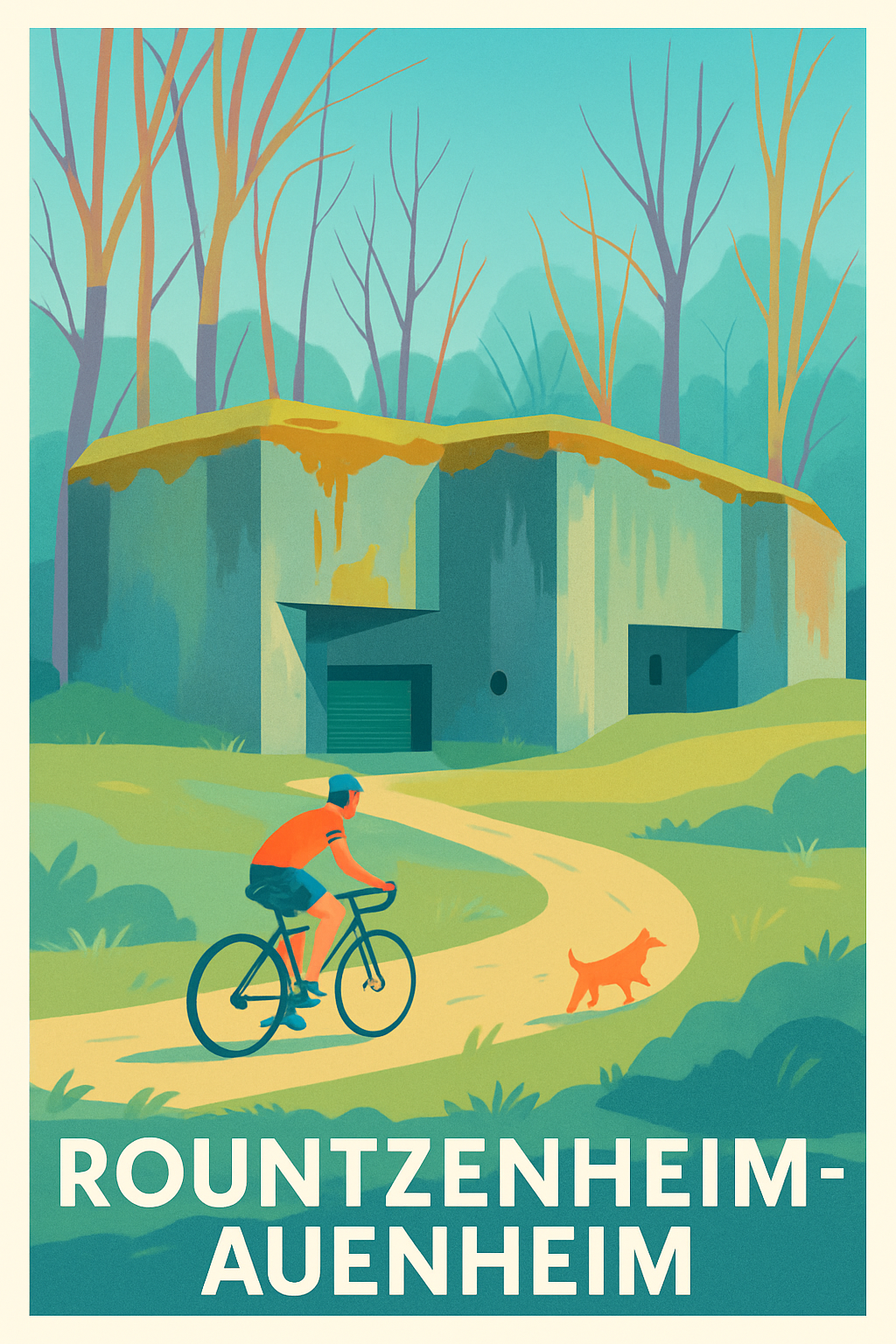 Bas-Rhin France Pas de Cadre / 20 × 30cm Affiche de Rountzenheim-Auenheim - Échappée verte à vélo