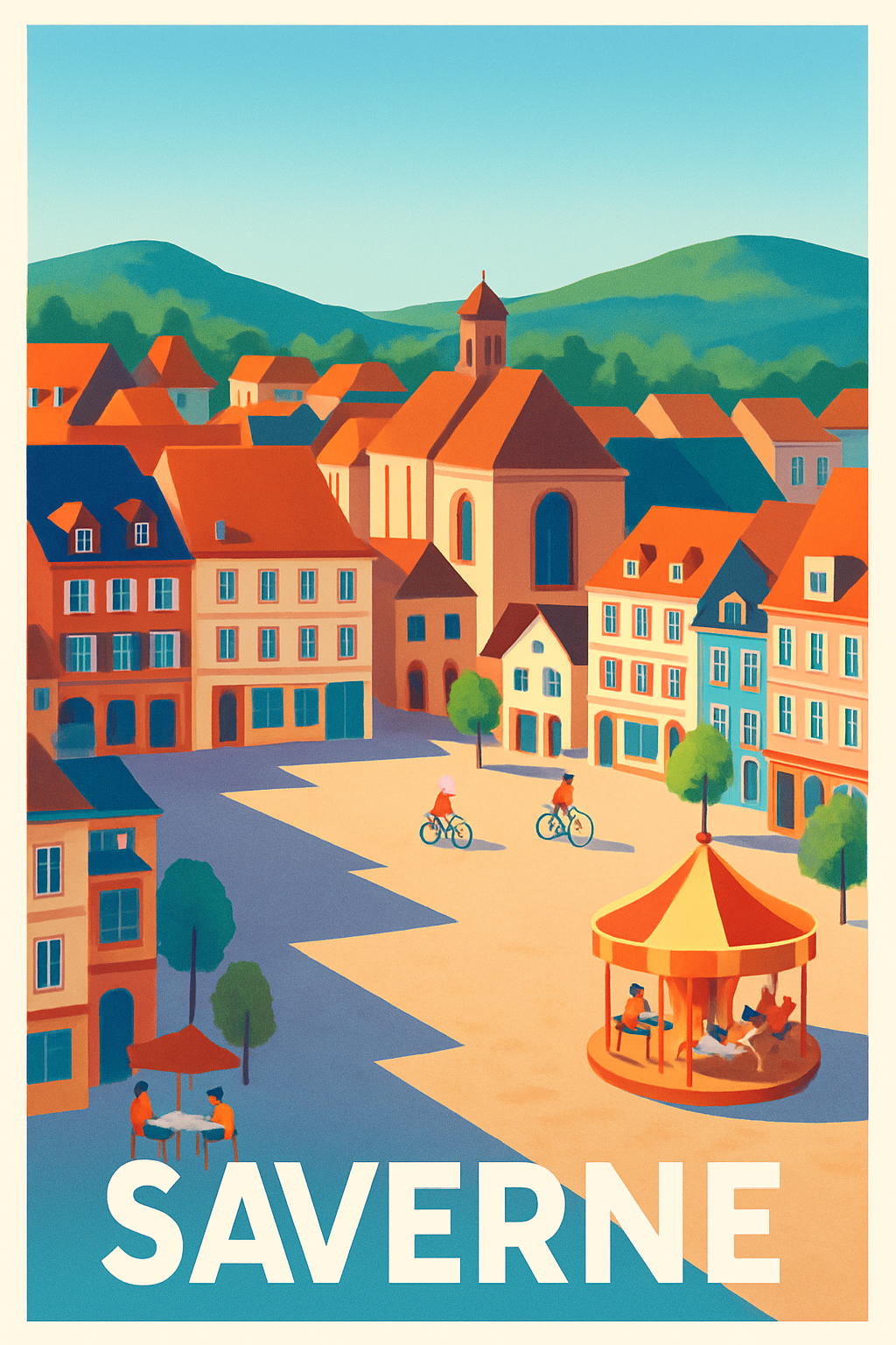 Affiche Saverne — Charme et douceur d'une place animée · poster d'art de Saverne