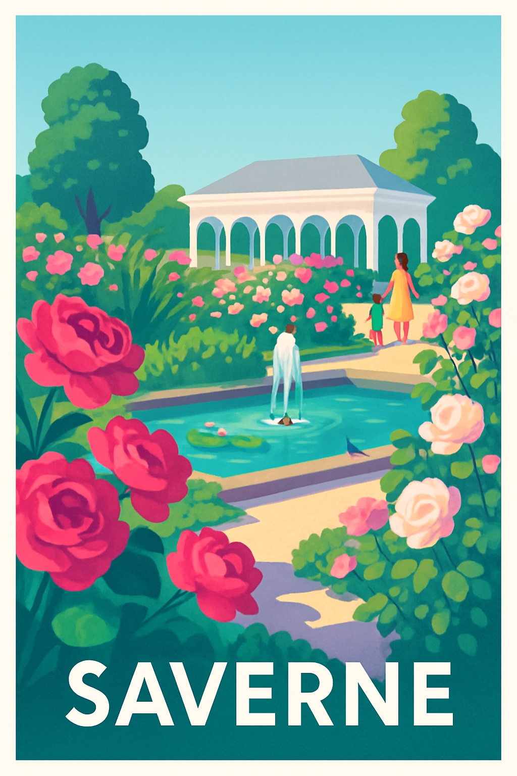 Bas-Rhin France Pas de Cadre / 20 × 30cm Affiche de Saverne - Promenade fleurie au jardin d'Alsace