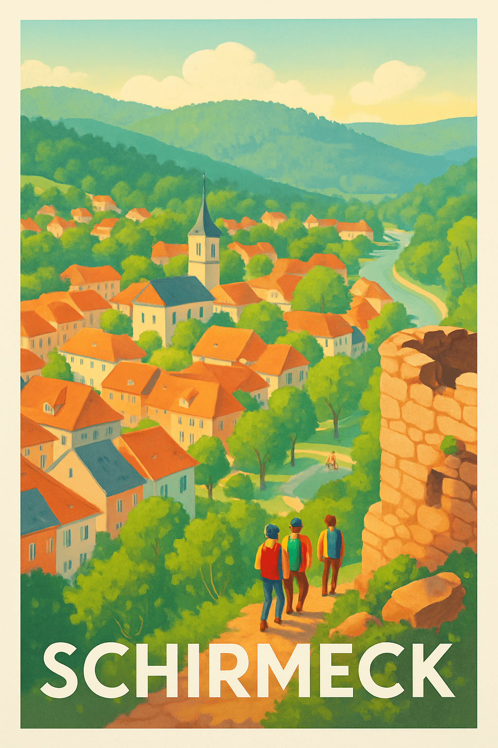 Bas-Rhin France Pas de Cadre / 20 × 30cm Affiche de Schirmeck - Village paisible au cœur des Vosges