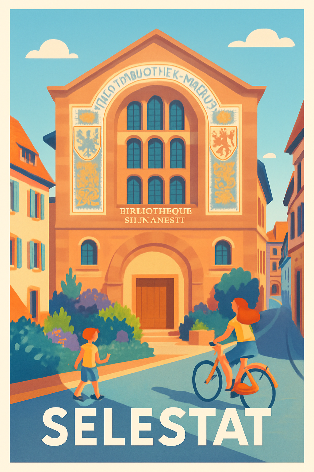 Bas-Rhin France Pas de Cadre / 20 × 30cm Affiche de Sélestat - Charme et histoire au cœur de l'Alsace